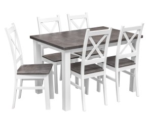 Tisch mit 6 Stühlen Z062 Weiß/ Beton