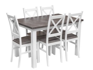 Tisch mit 6 Stühlen Z062 Weiß/ Beton