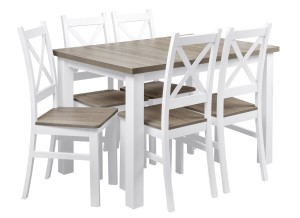 Tisch mit 5 Stühlen Z064 Weiß/San Remo Dunkel