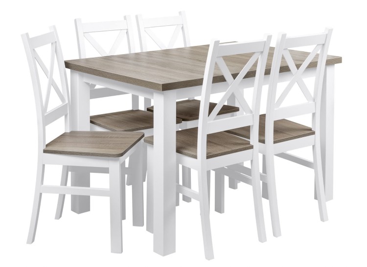 Tisch mit 5 Stühlen Z064 Weiß/San Remo Dunkel