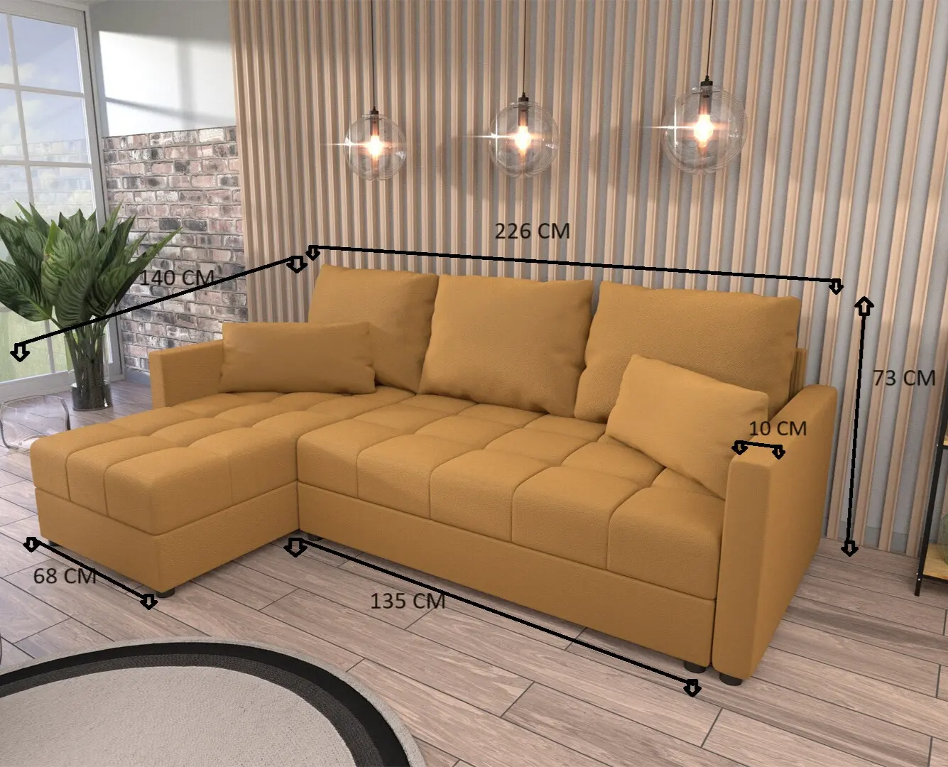 Schlafsofa mit Bettfunktion Domi Kronos Schwarz