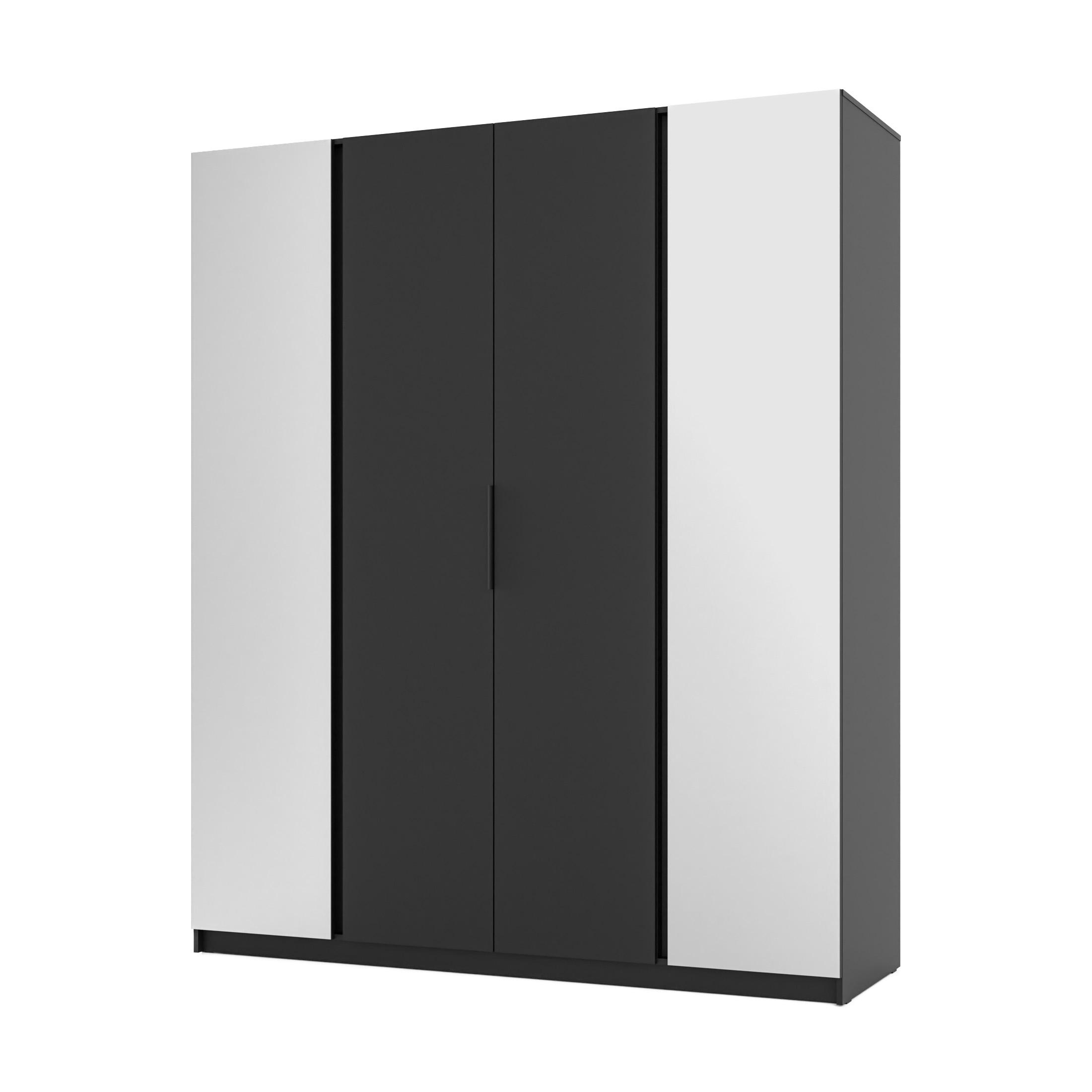 4-türiger Garderobenschrank mit Spiegel und Regalböden Dravero BL/BL 2L 2F