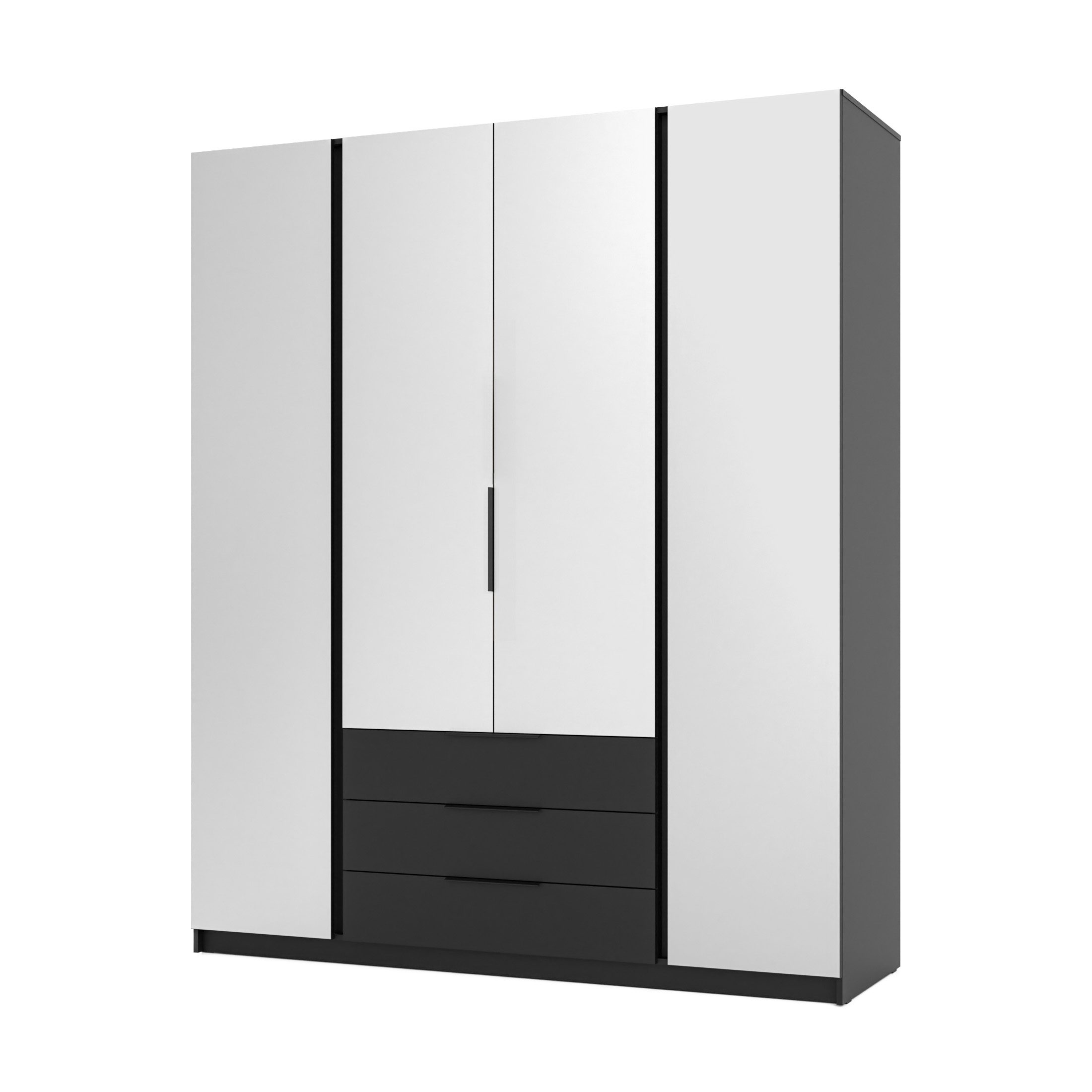 4-türiger Garderobenschrank mit Spiegeln und Schubladen Dravero BL/BL 4L 3S