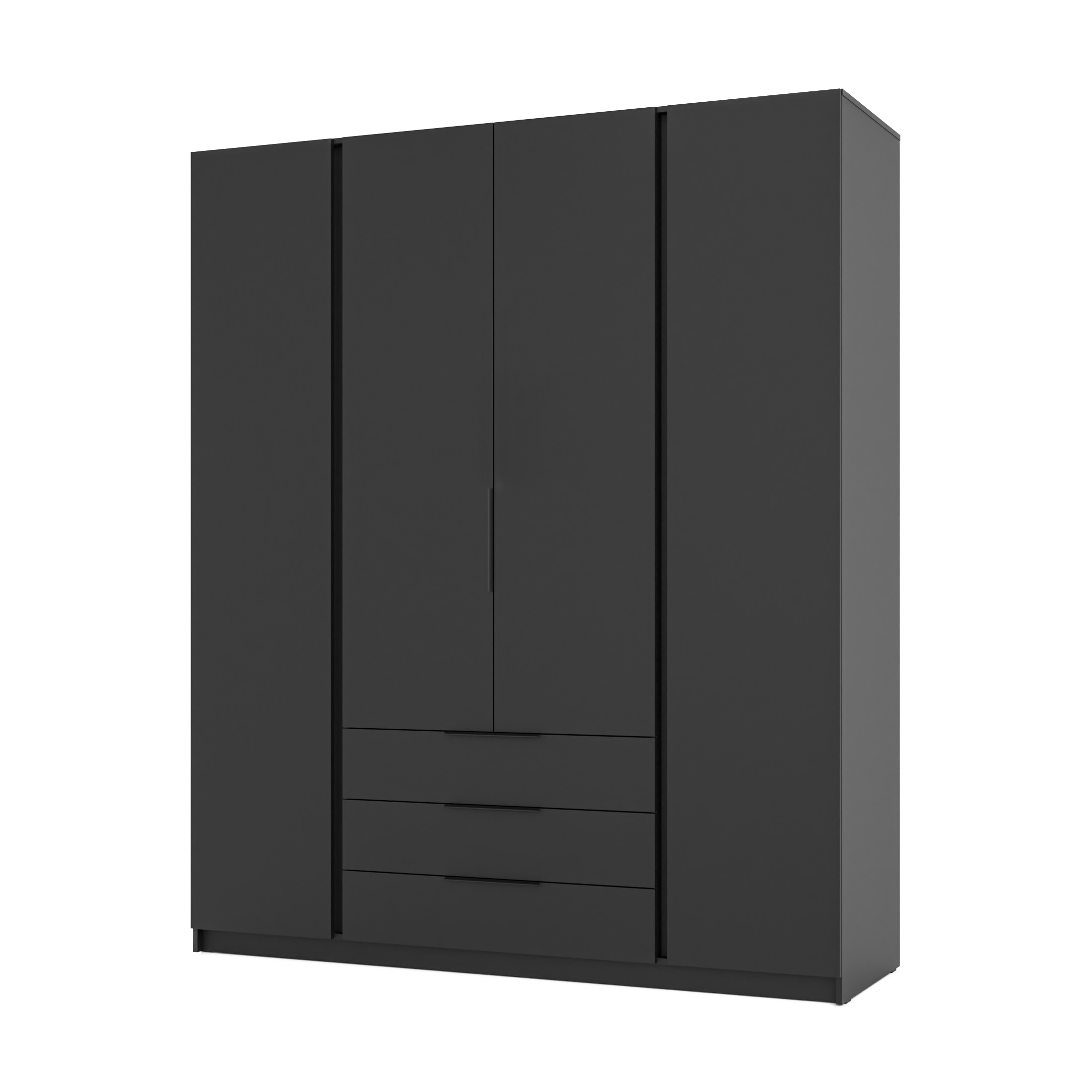 4-türiger Kleiderschrank mit Schubladen und Regalböden Dravero BL/BL 4F 3S