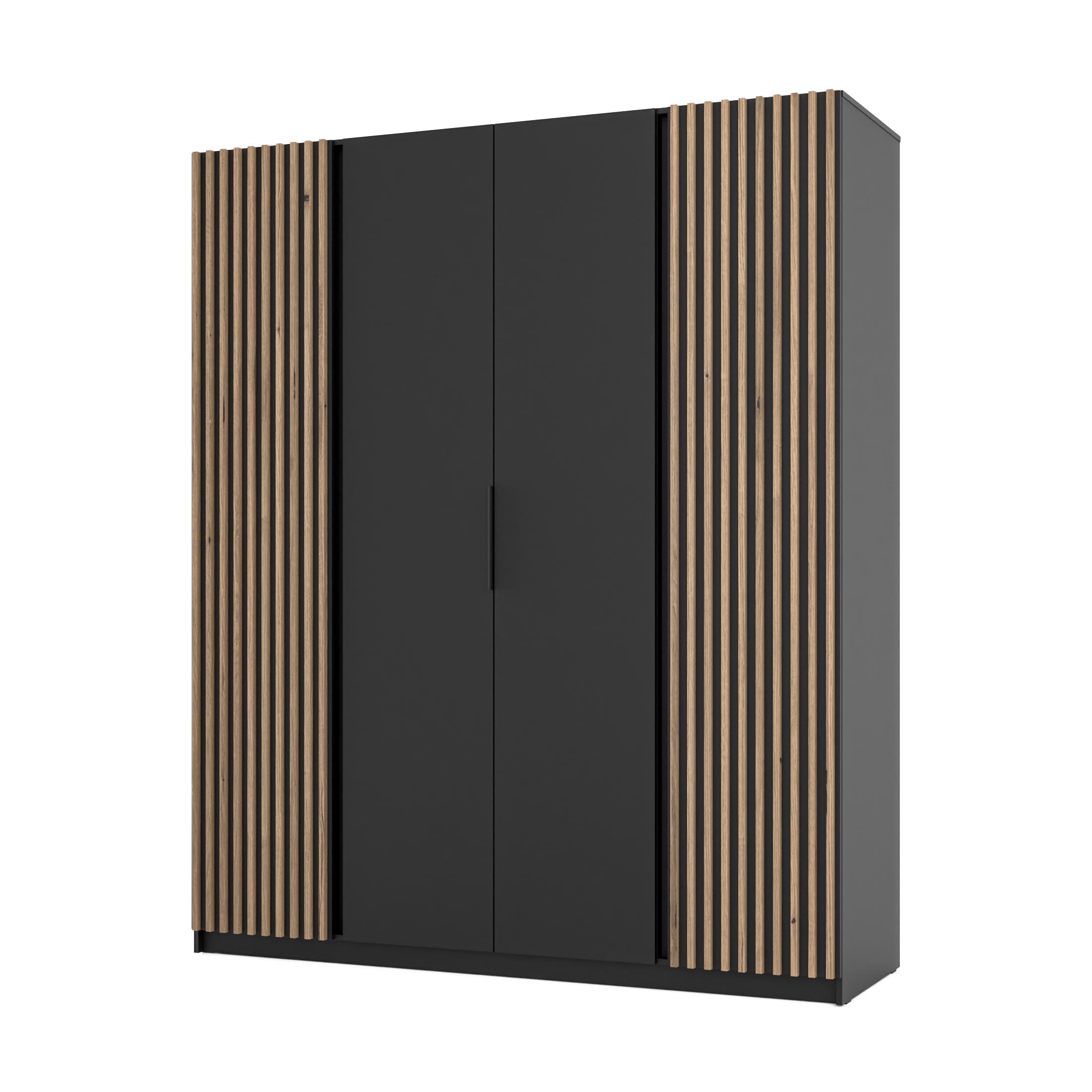 4-türiger Garderobenschrank mit Regalböden und Lamellen Dravero BL/BL-EV 2LAM 2F