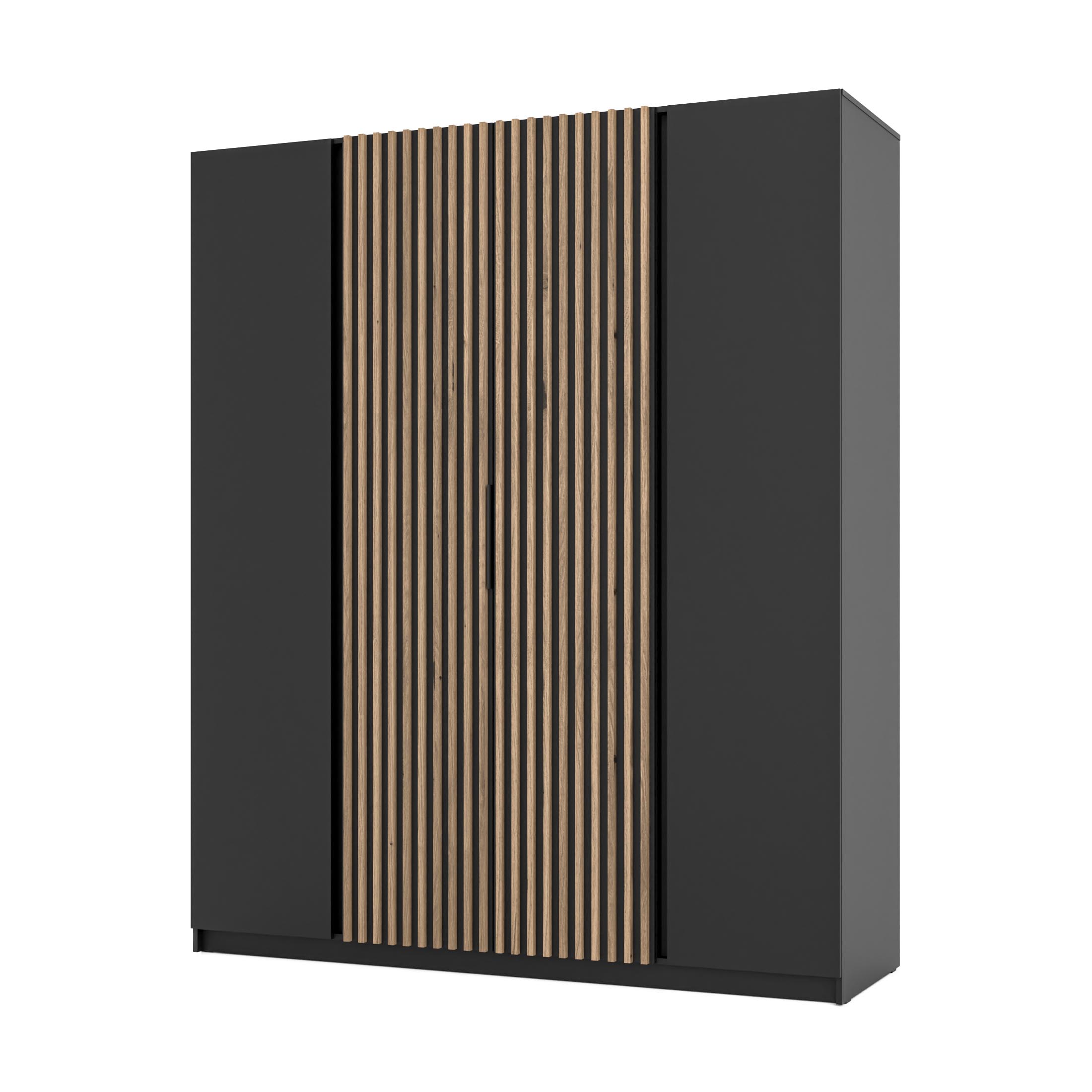 4-türiger Garderobenschrank mit Regalböden und Lamellen Dravero BL/BL-EV 2F 2LAM