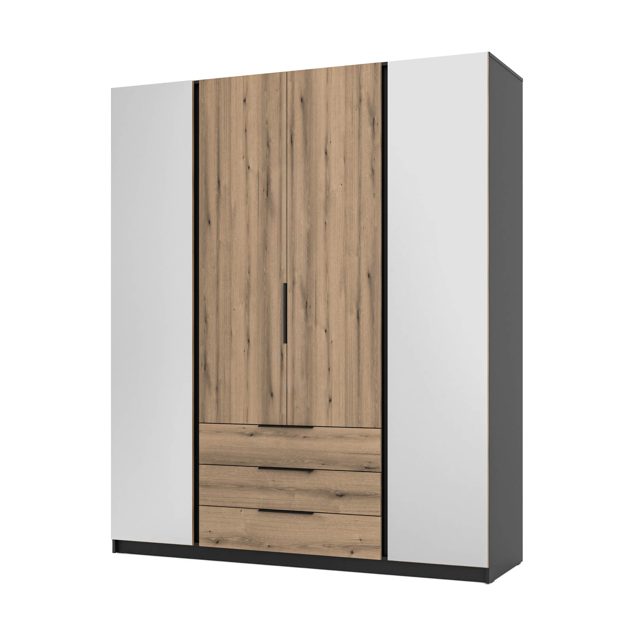 4-türiger Kleiderschrank mit Spiegel und Schubladen Dravero BL/EV 2L 2F 3S