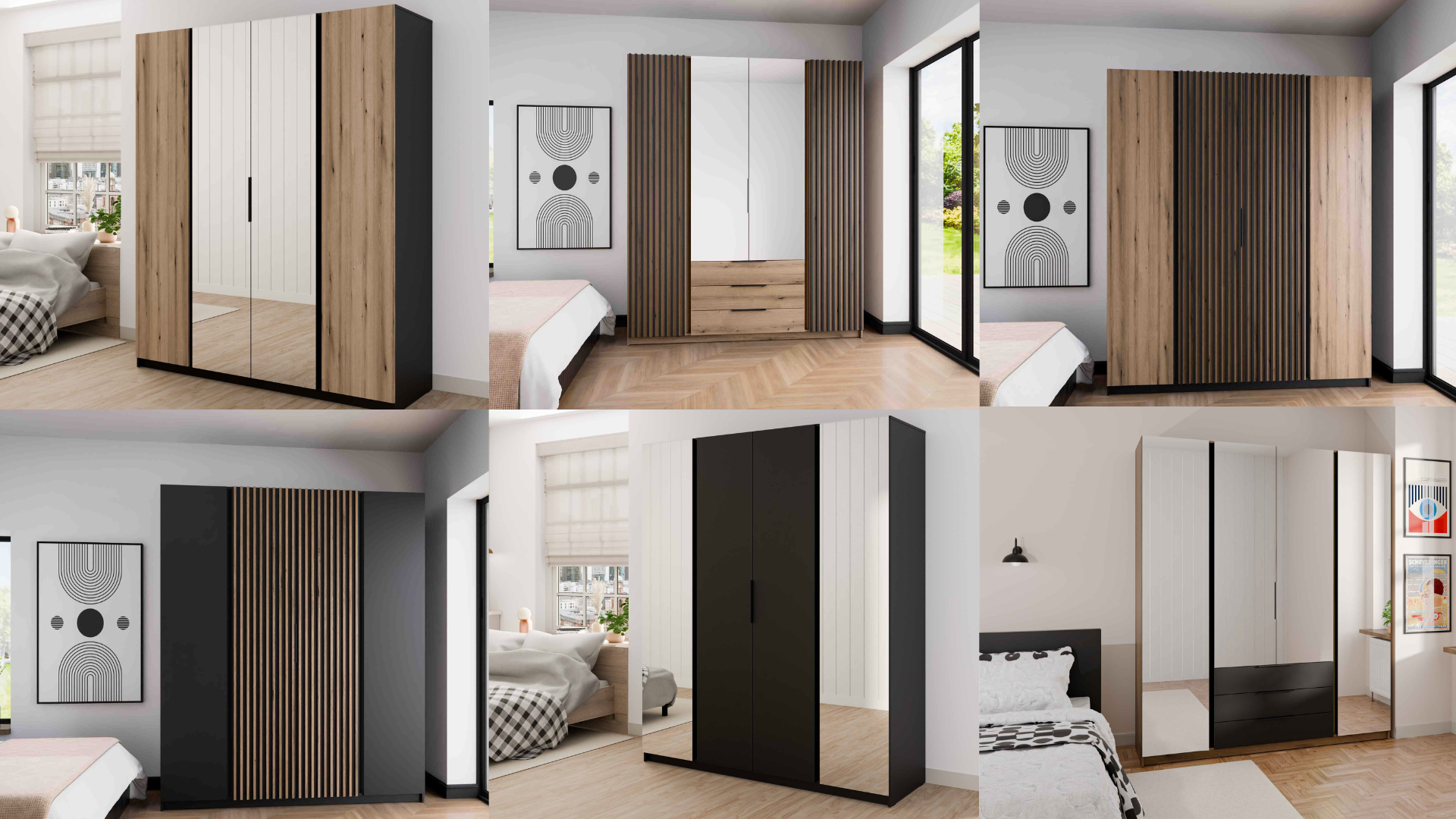 4-türiger Kleiderschrank mit Spiegeln und Regalen Dravero BL/EV-BL 2F 2L