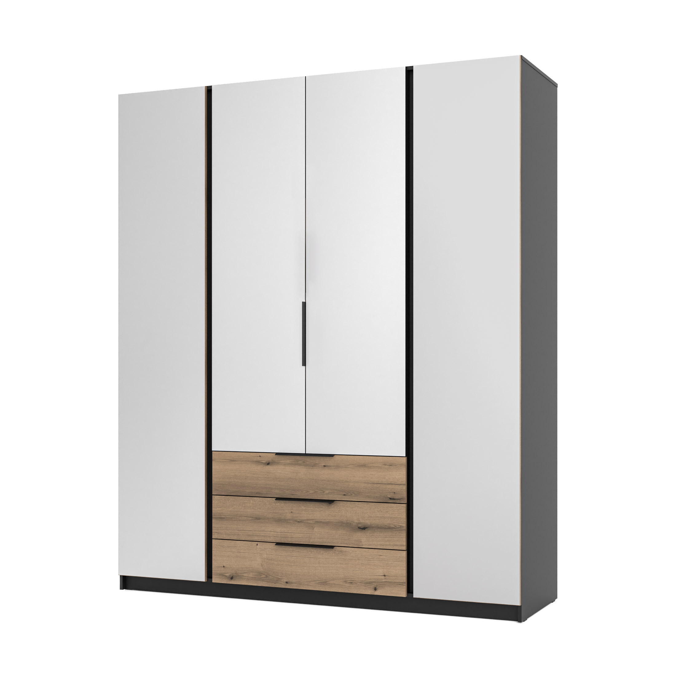 4-türiger Kleiderschrank mit Spiegeln und Schubladen Dravero BL/EV 4L 3S