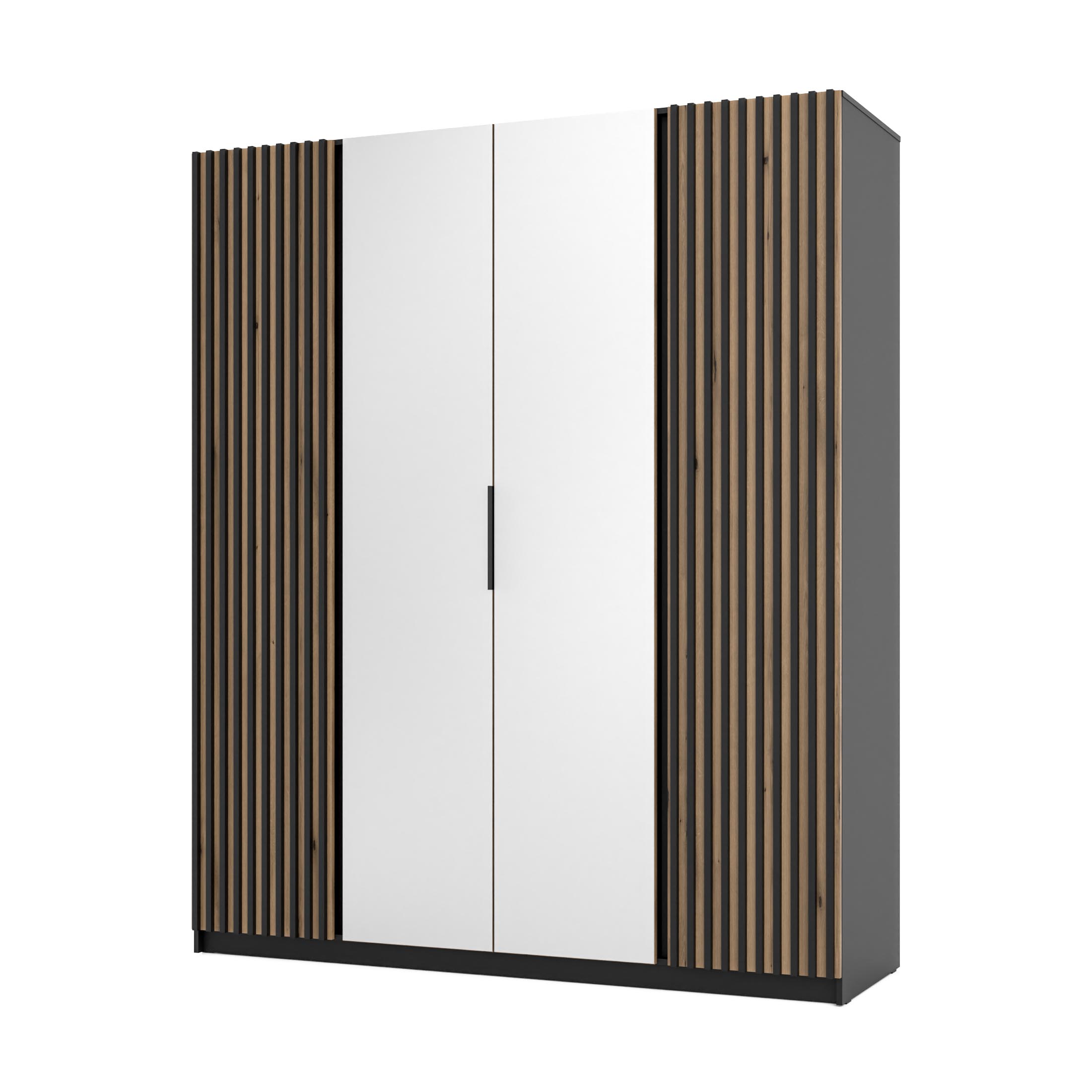4-türiger Kleiderschrank mit Spiegeln und Lamellen Dravero BL/EV-BL 2LAM 2L