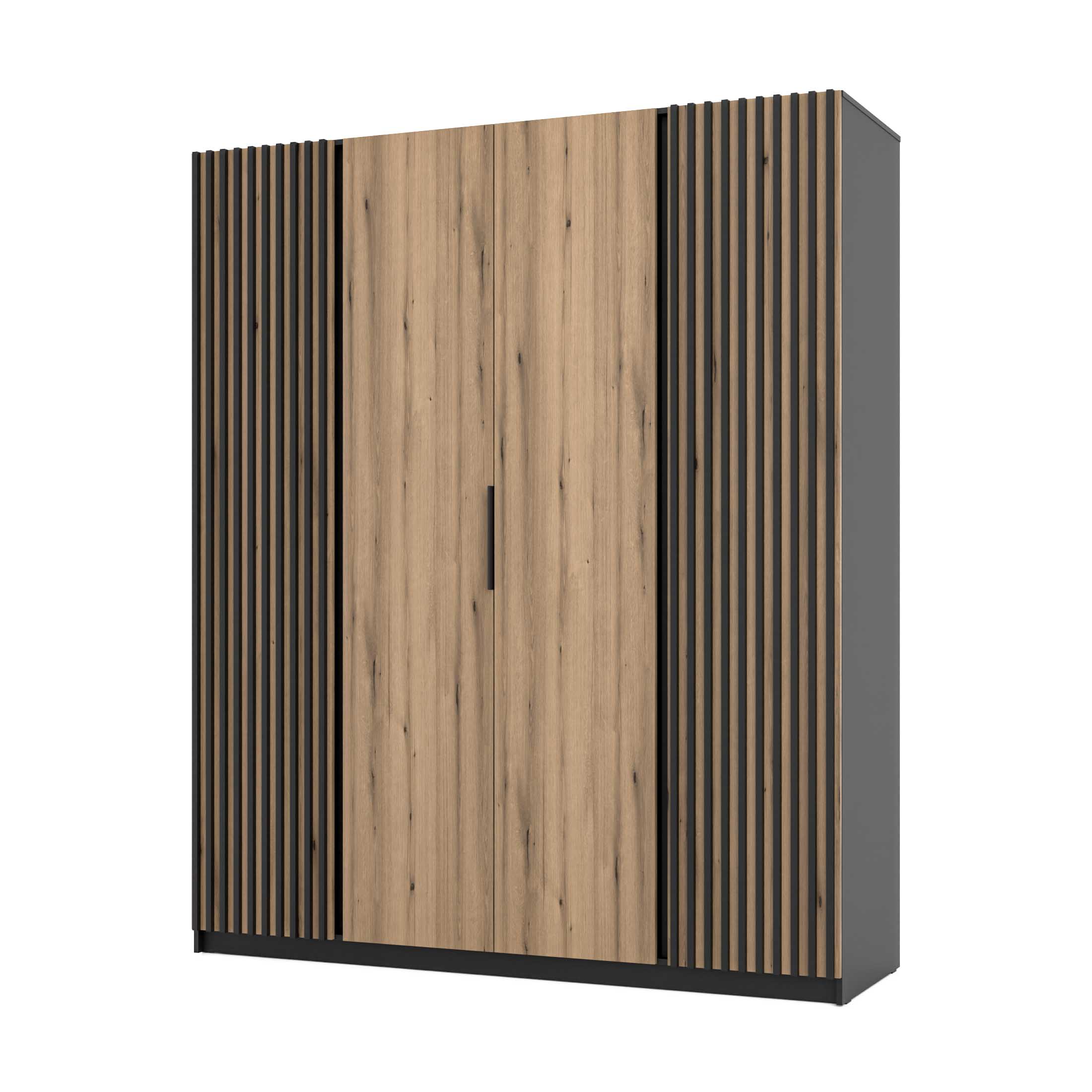 4-türiger Kleiderschrank mit Lamellen Dravero BL/EV-BL 2LAM 2F