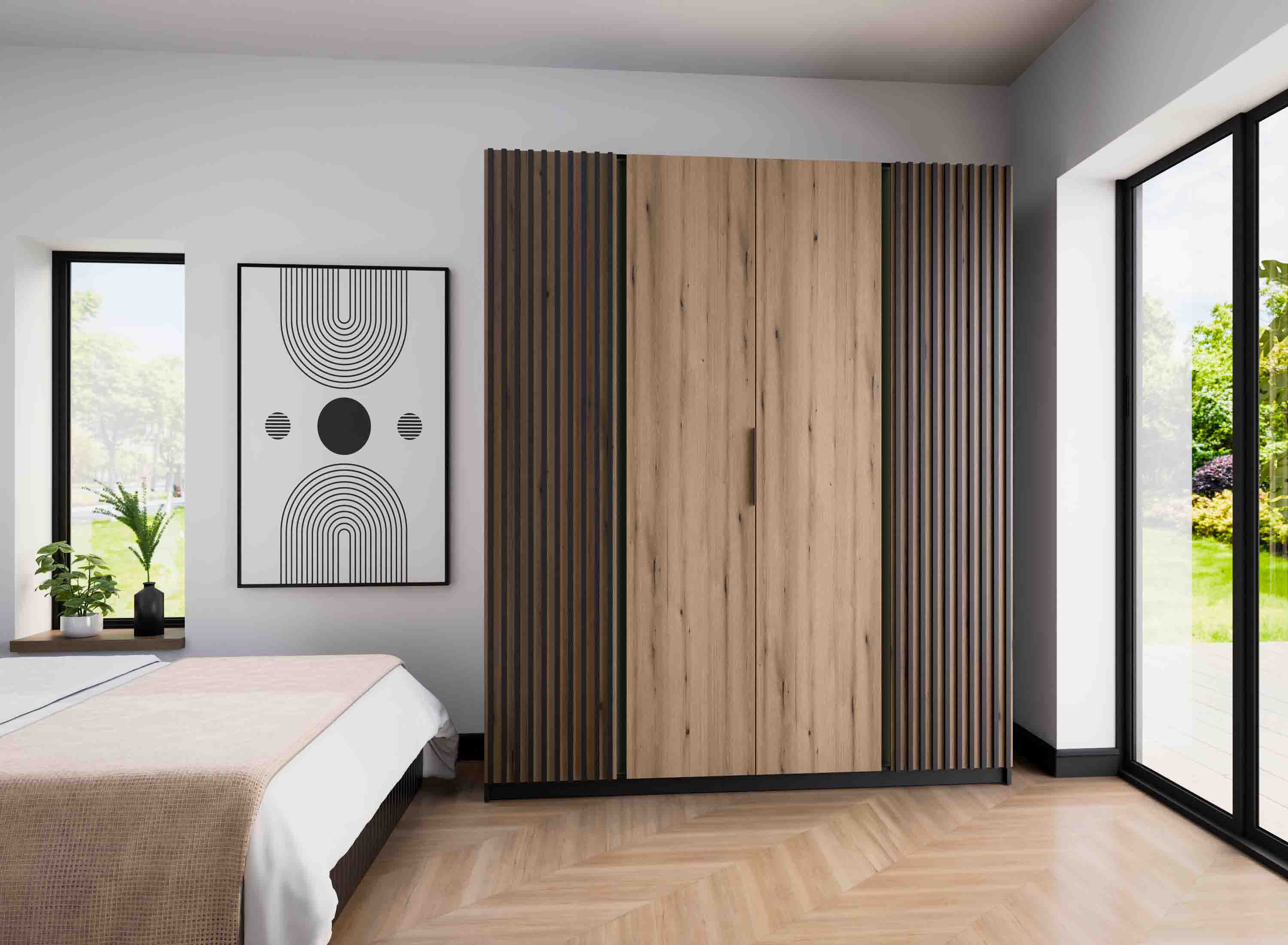 4-türiger Kleiderschrank mit Lamellen Dravero BL/EV-BL 2LAM 2F