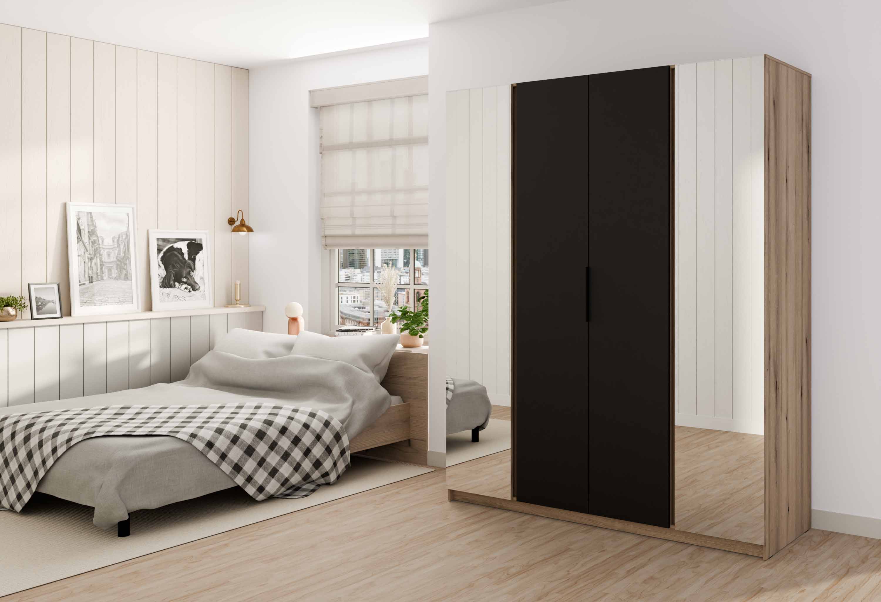 4-türiger Kleiderschrank mit Spiegel Dravero EV/BL 2L 2F