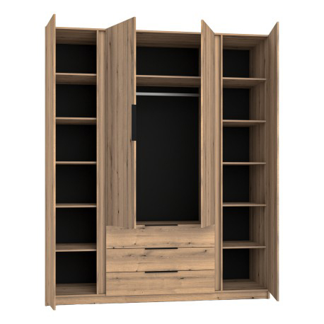 4-türiger Kleiderschrank mit Spiegeln und Schubladen Dravero EV/BL 2F 2L 3S