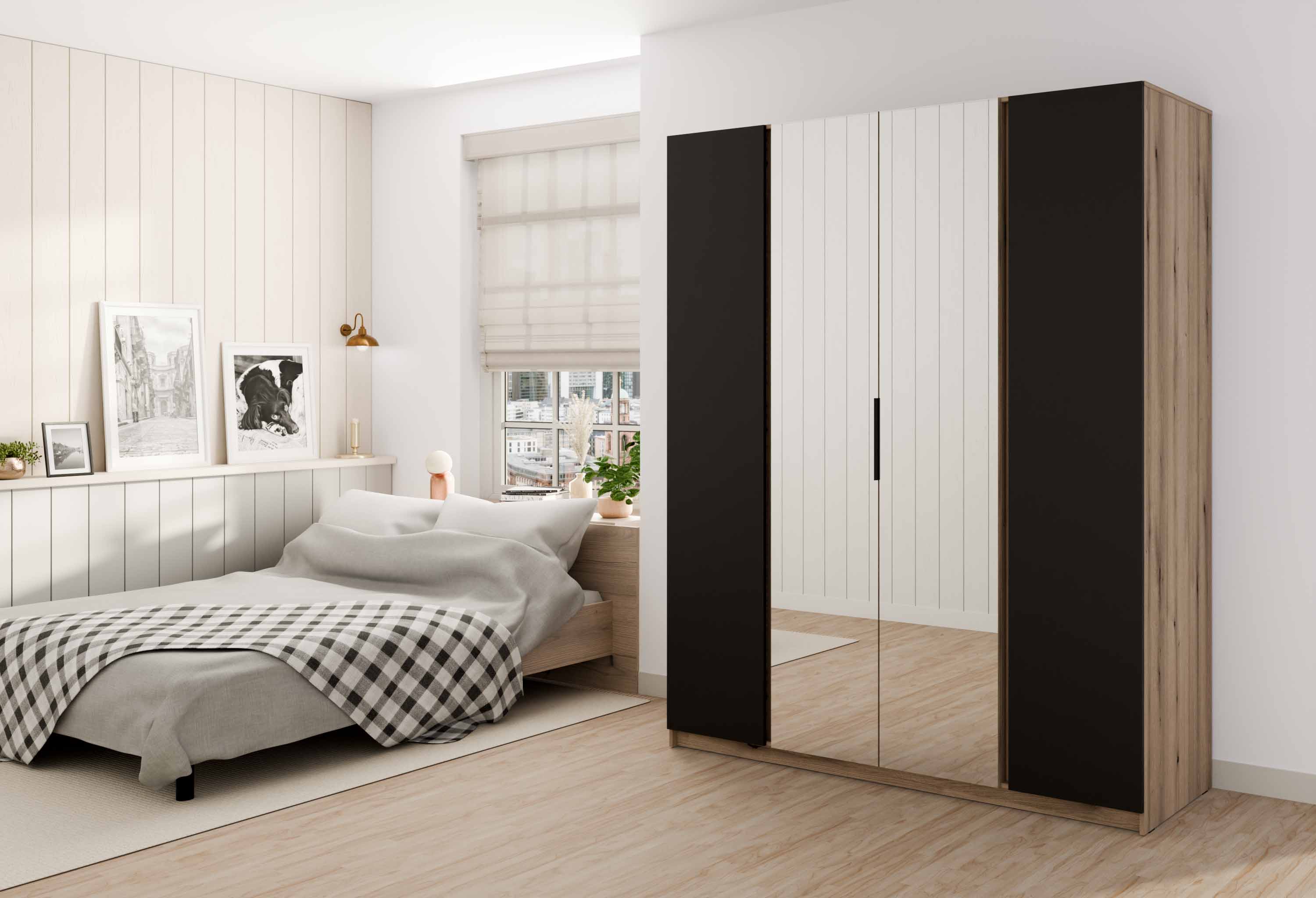 4-türiger Kleiderschrank mit Spiegeln Dravero EV/BL 2F 2L