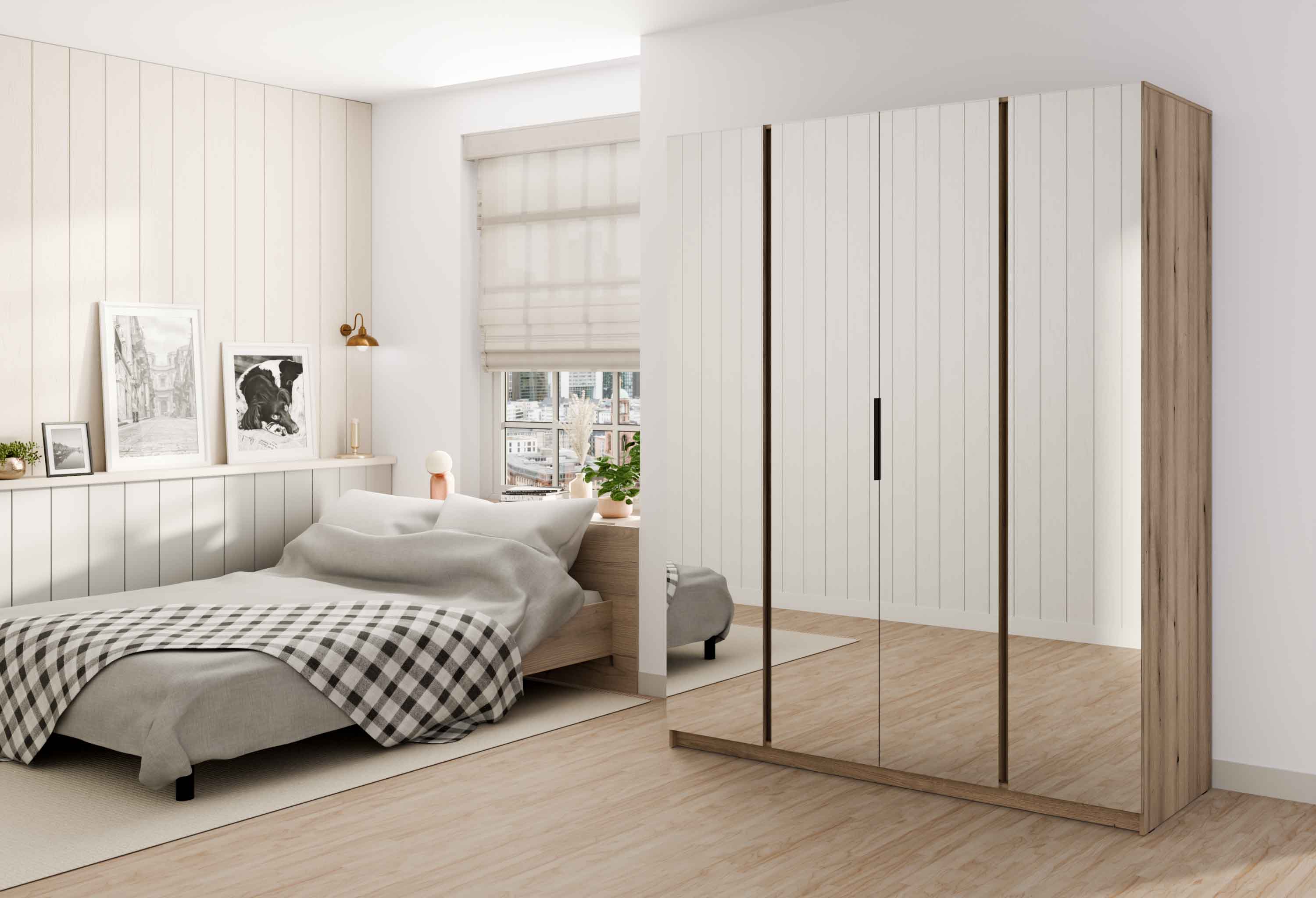 4-türiger Kleiderschrank mit Spiegeln Dravero EV/BL 4L