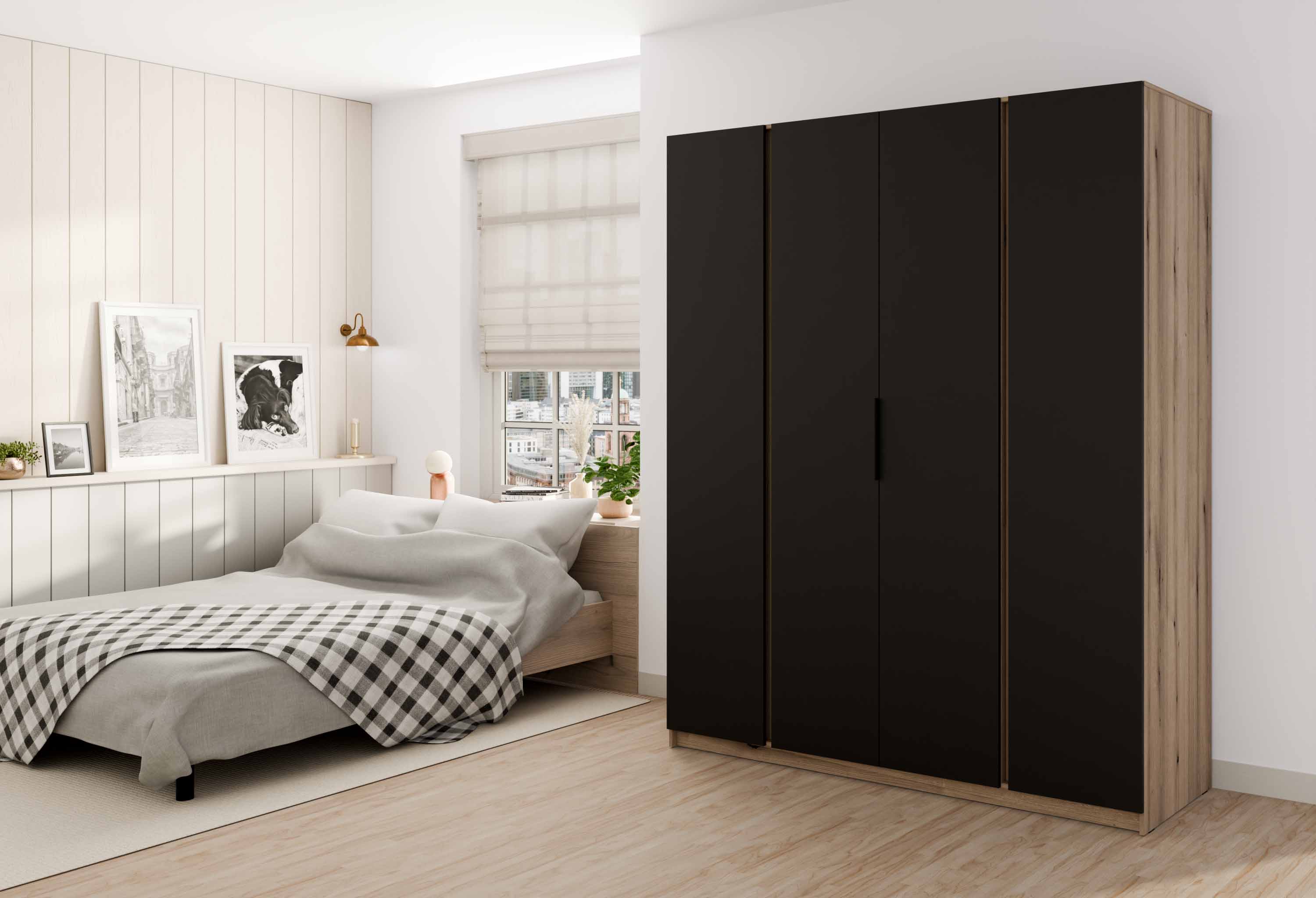 4-türiger Kleiderschrank mit Regalen Dravero EV/BL 4F