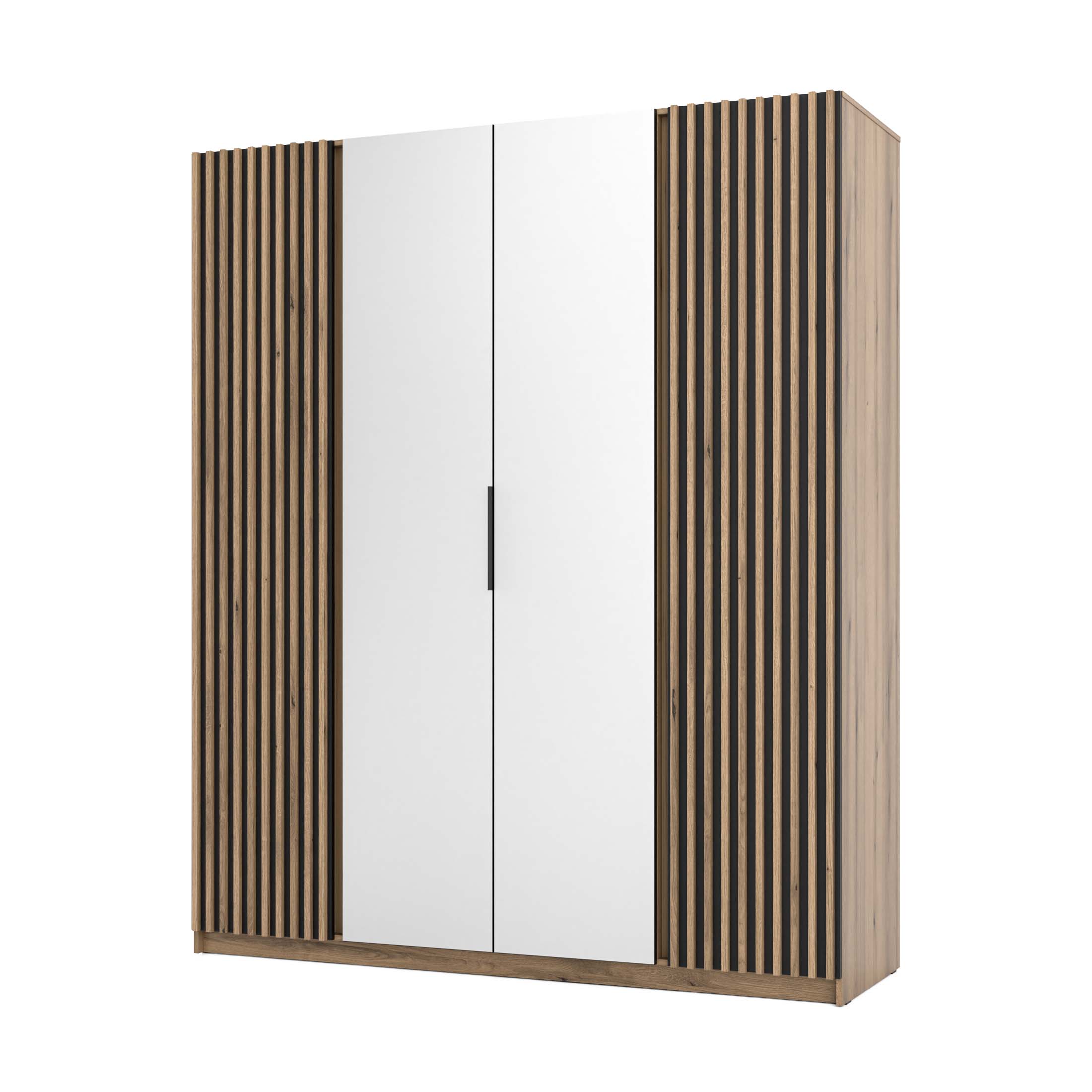 4-türiger Kleiderschrank mit Spiegeln und Lamellen Dravero EV/BL-EV 2LAM 2L