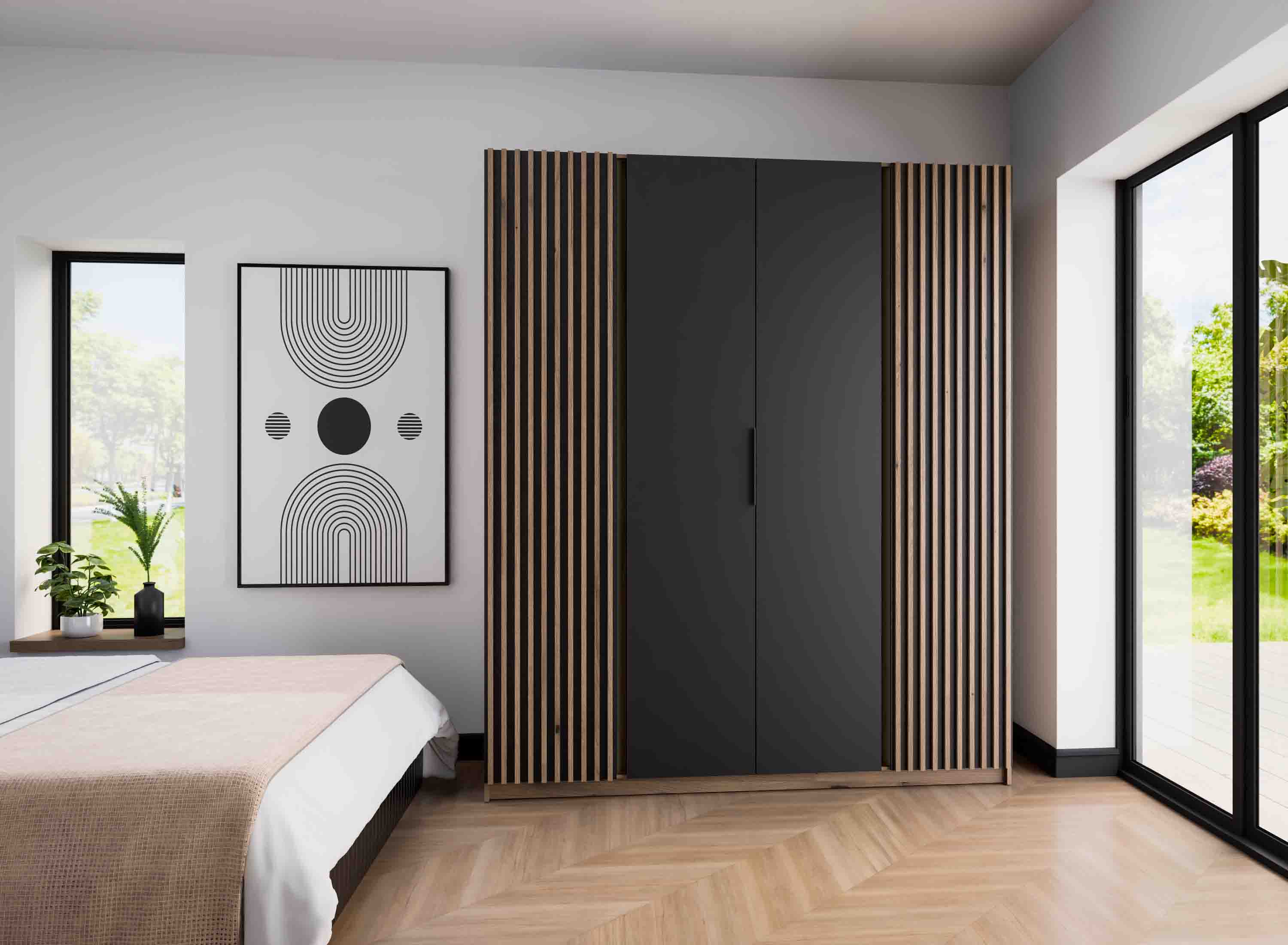 4-türiger Kleiderschrank mit Lamellen Dravero EV/BL-EV 2LAM 2F