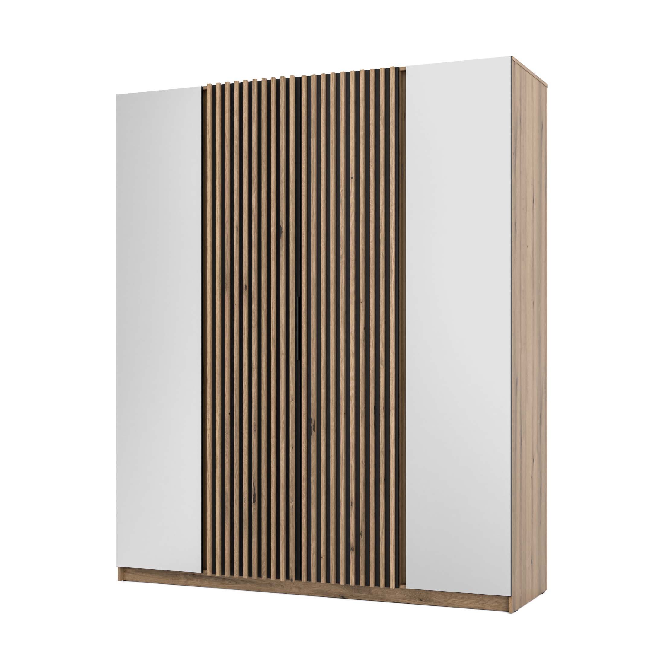 4-türiger Kleiderschrank mit Spiegel und Lamellen Dravero EV/BL-EV 2LAM 2L