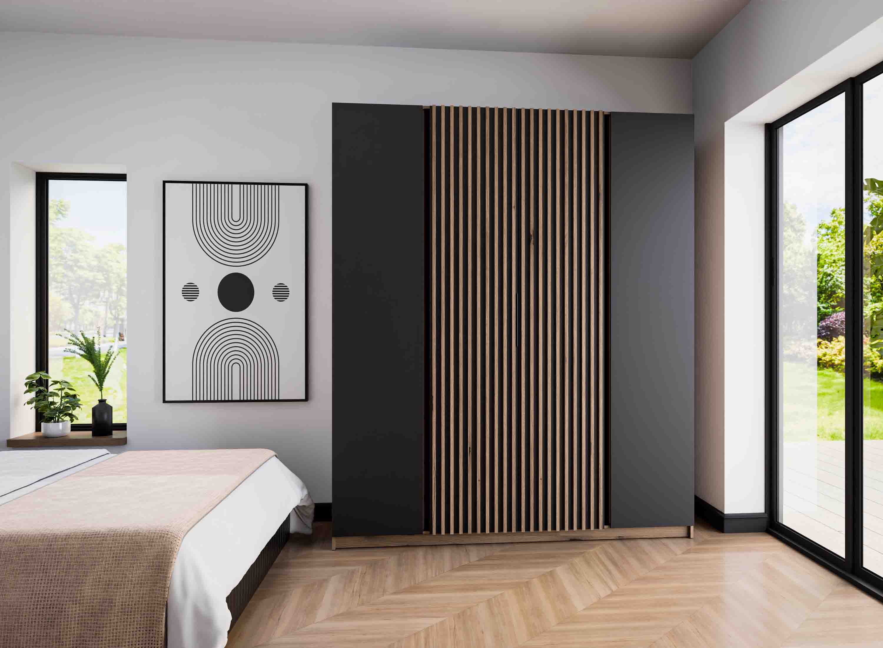 4-türiger Kleiderschrank mit Lamellen Dravero EV/BL-EV 2F 2LAM