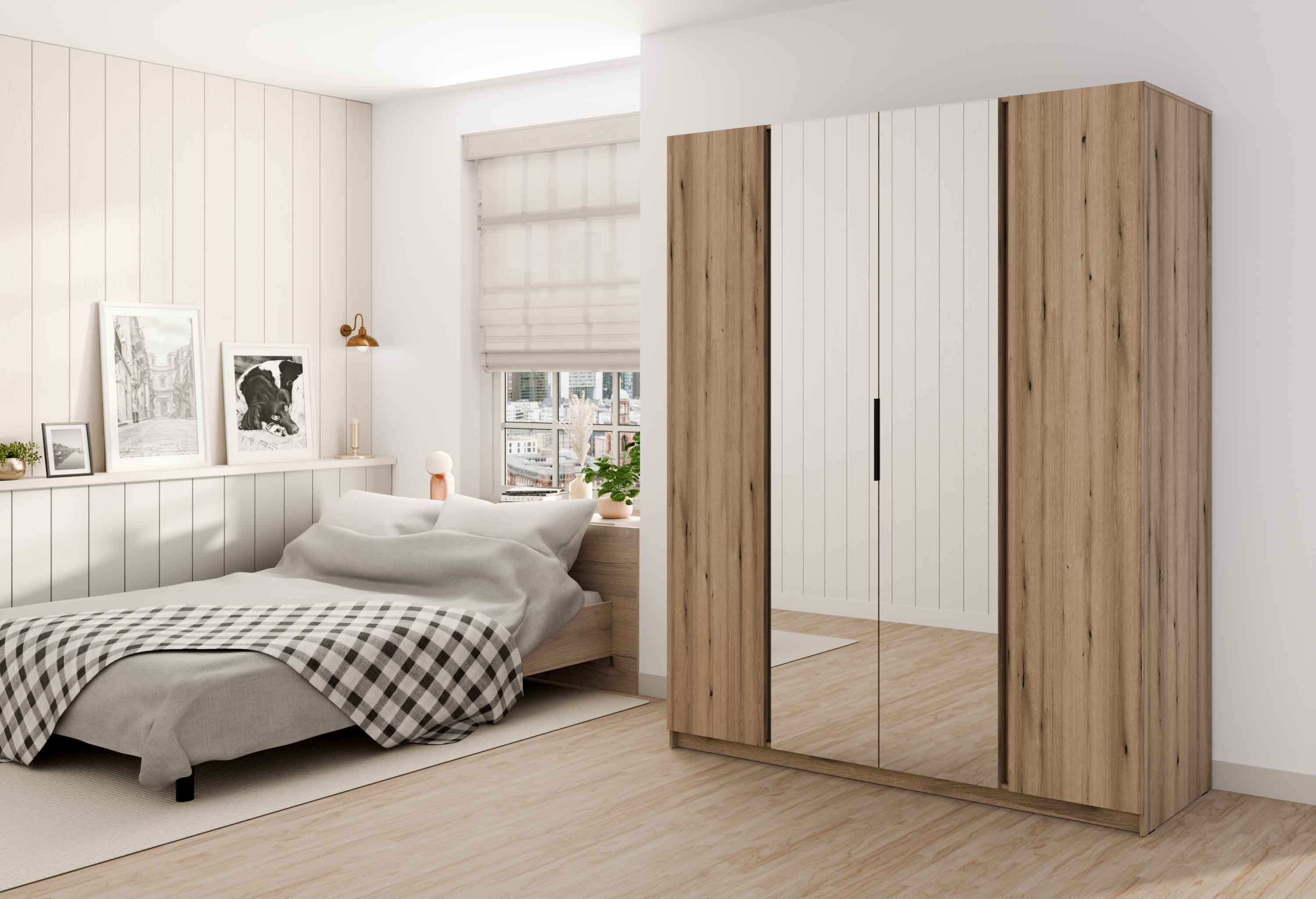4-türiger Kleiderschrank mit Spiegeln Dravero EV/EV 2F 2L