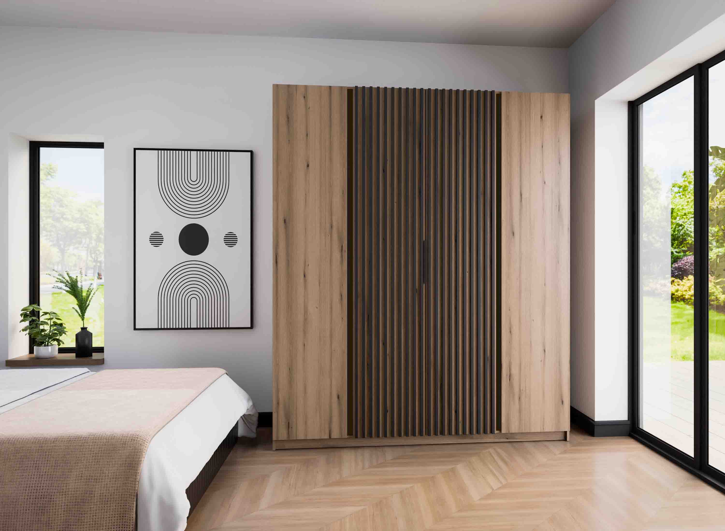 4-türiger Kleiderschrank mit Lamellen Dravero EV/EV-BL 2F 2LAM