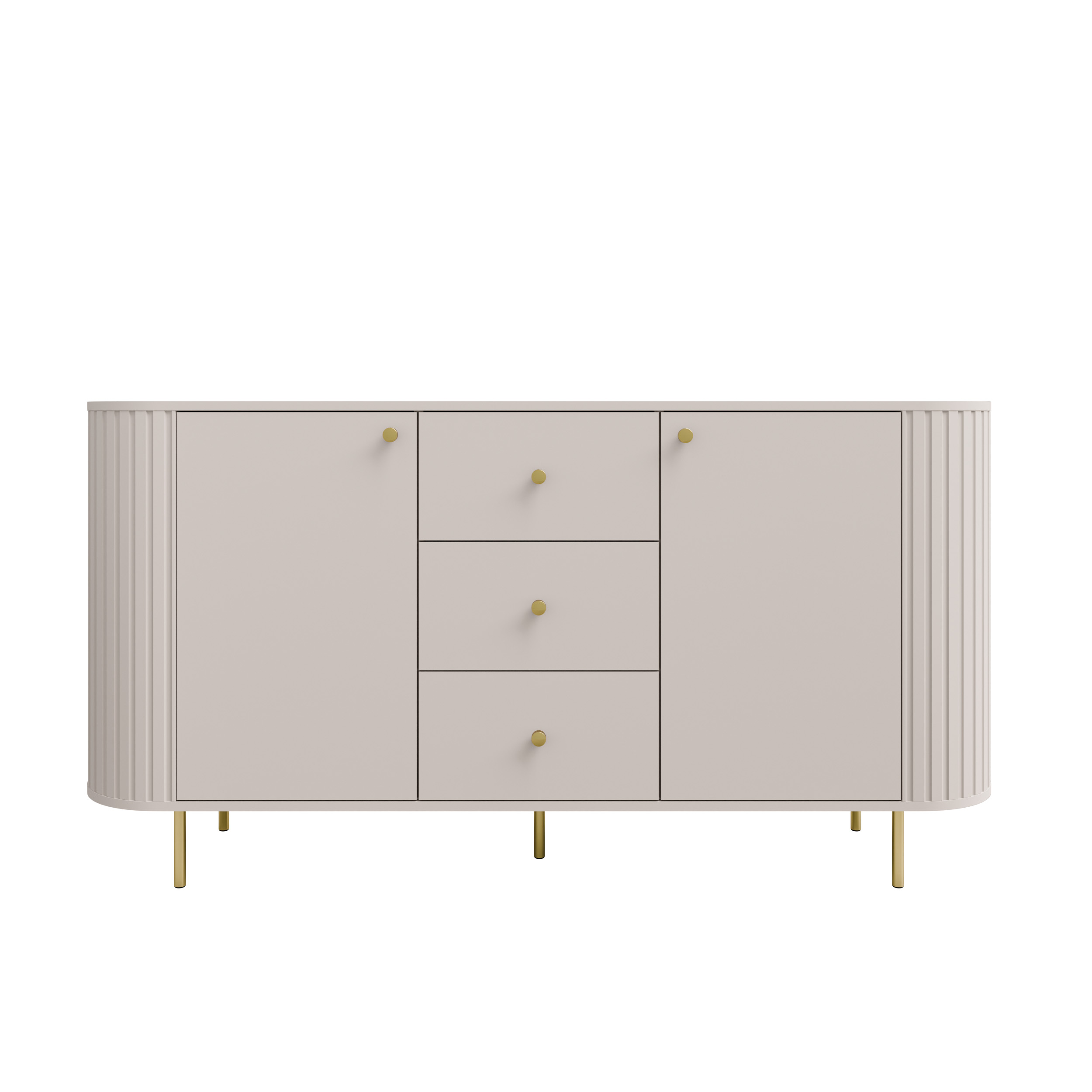 Kommode fürs Wohnzimmer mit drei Schubladen und zwei Türen Flana 823 2F3S Beige