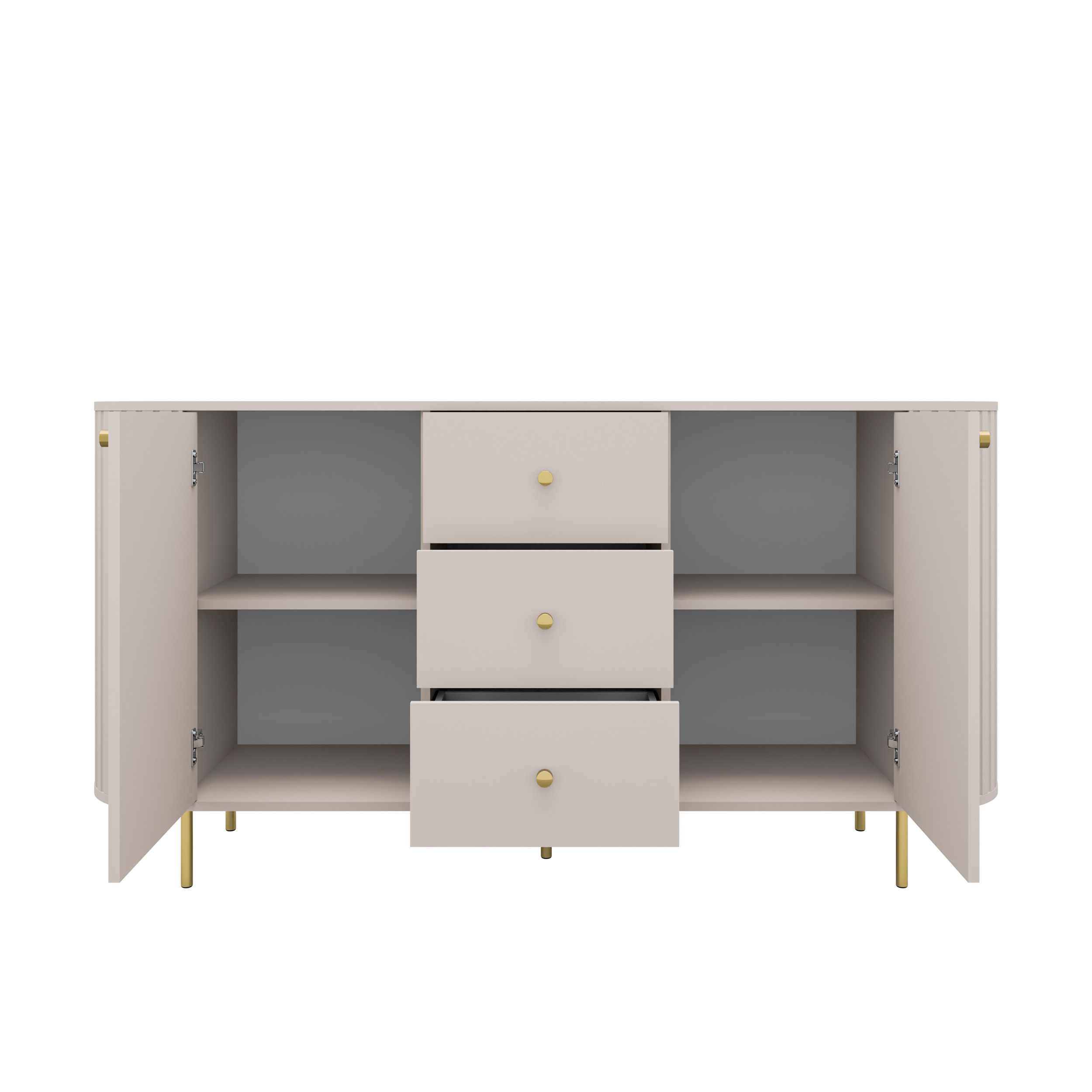 Kommode fürs Wohnzimmer mit drei Schubladen und zwei Türen Flana 823 2F3S Beige