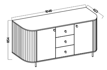 Kommode fürs Wohnzimmer mit drei Schubladen und zwei Türen Flana 823 2F3S Beige