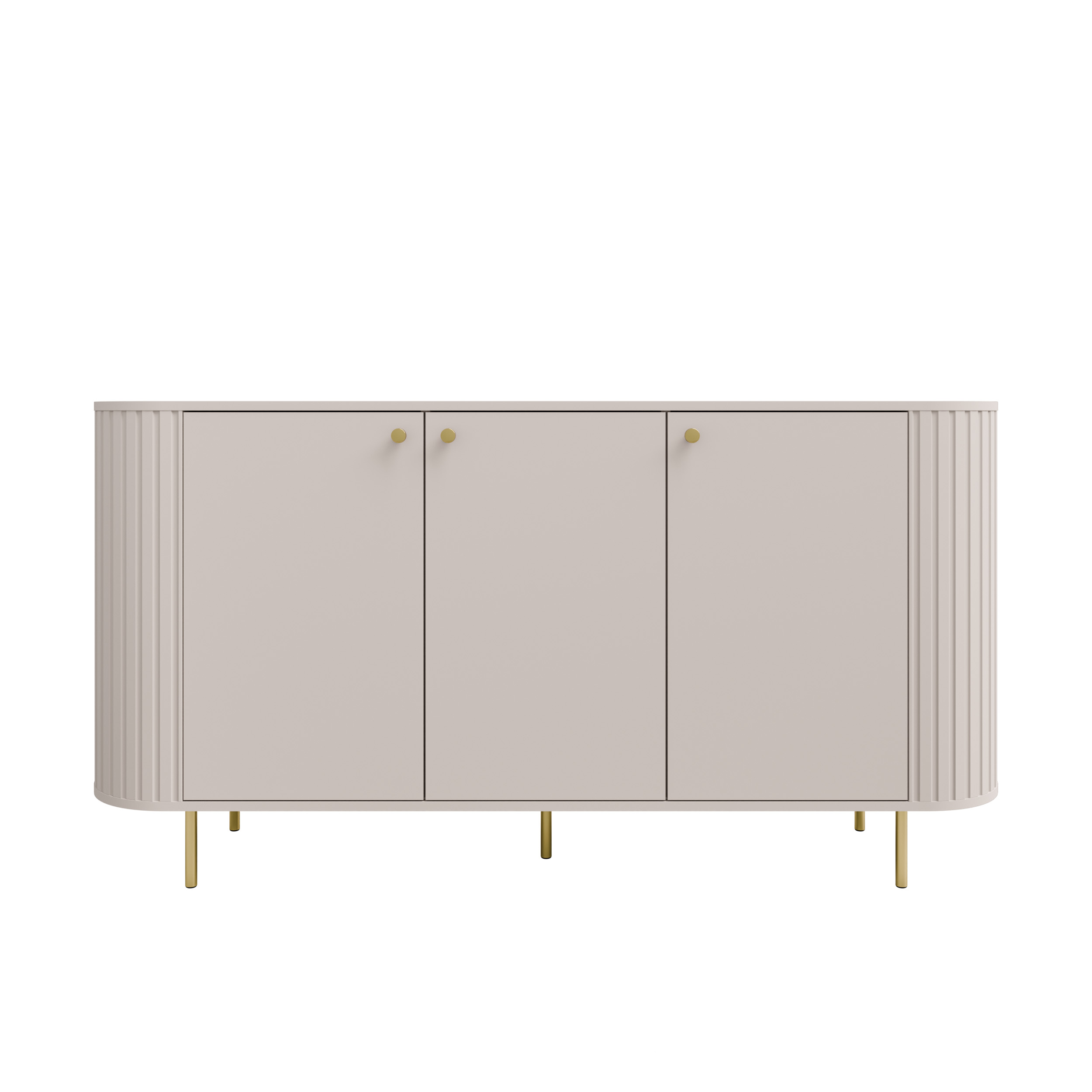 Kommode fürs Wohnzimmer mit drei Türen und Rillen Flana 830 3F Beige