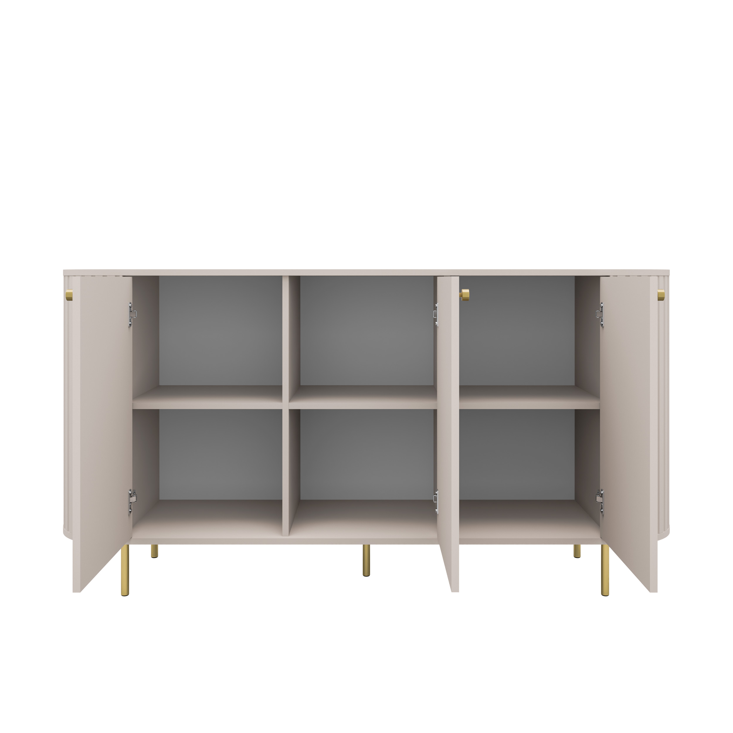 Kommode fürs Wohnzimmer mit drei Türen und Rillen Flana 830 3F Beige