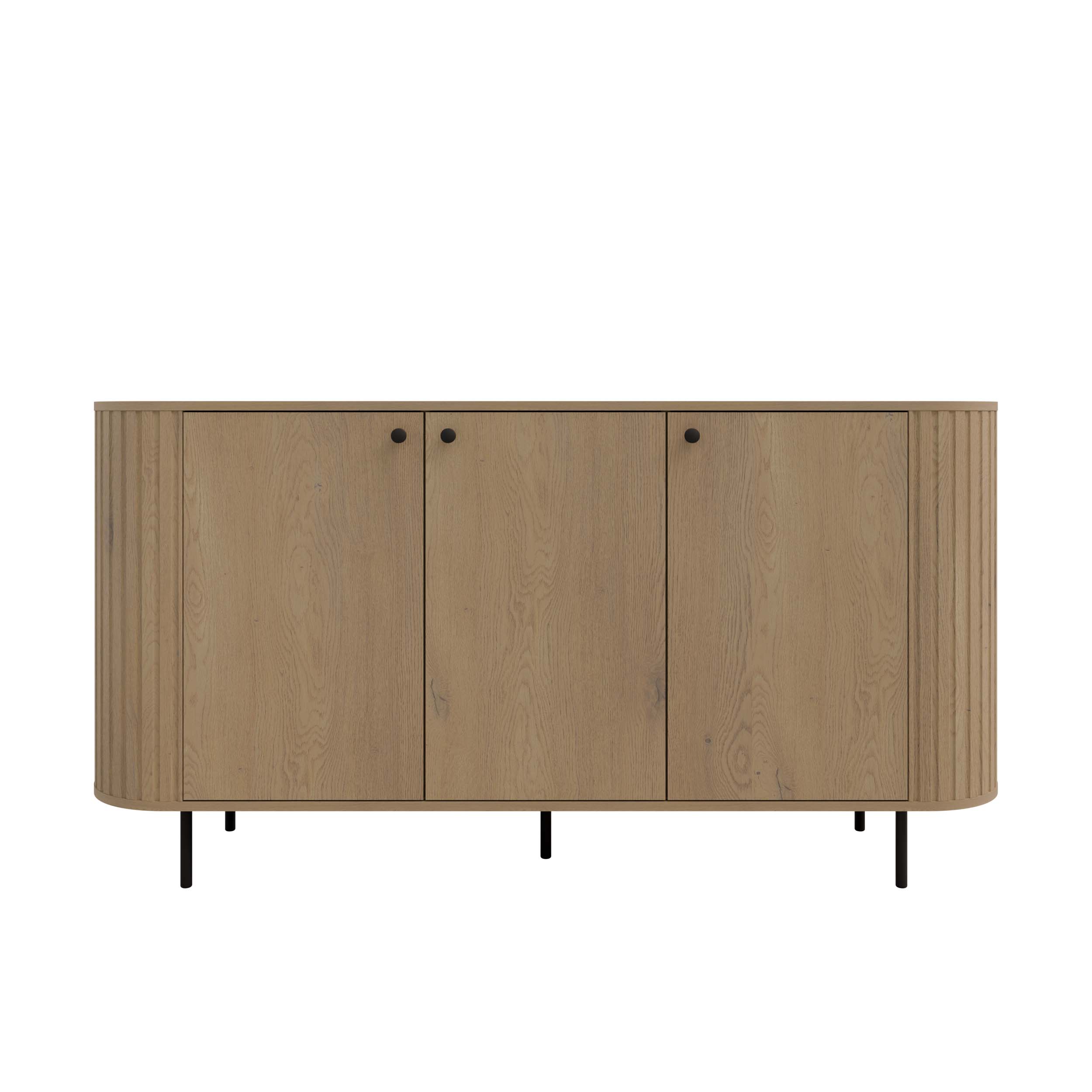 Wohnzimmerkommode mit drei Türen und Rillen Flana 830 3F Eiche Cremona