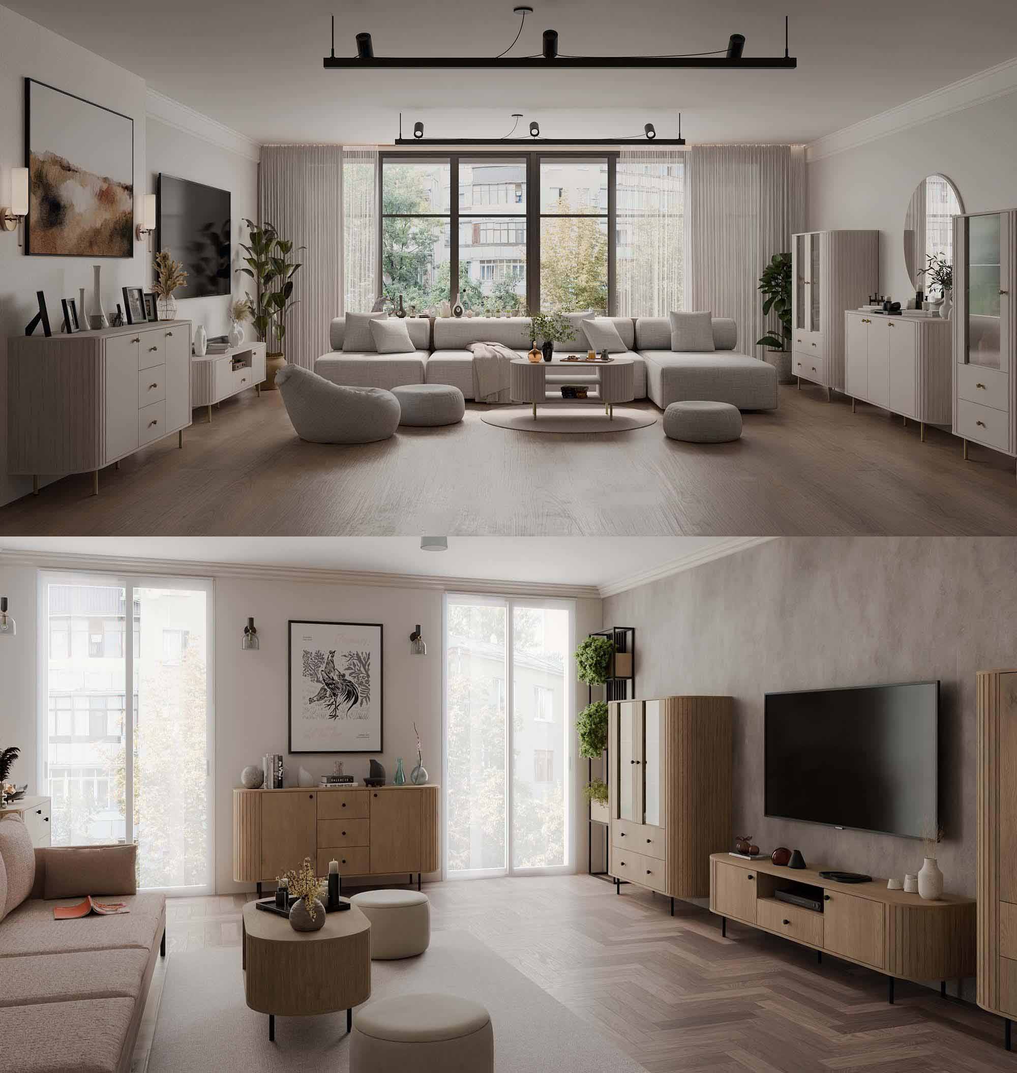 Rechteckiger Wandspiegel mit abgerundeten Ecken Flana 702 Beige