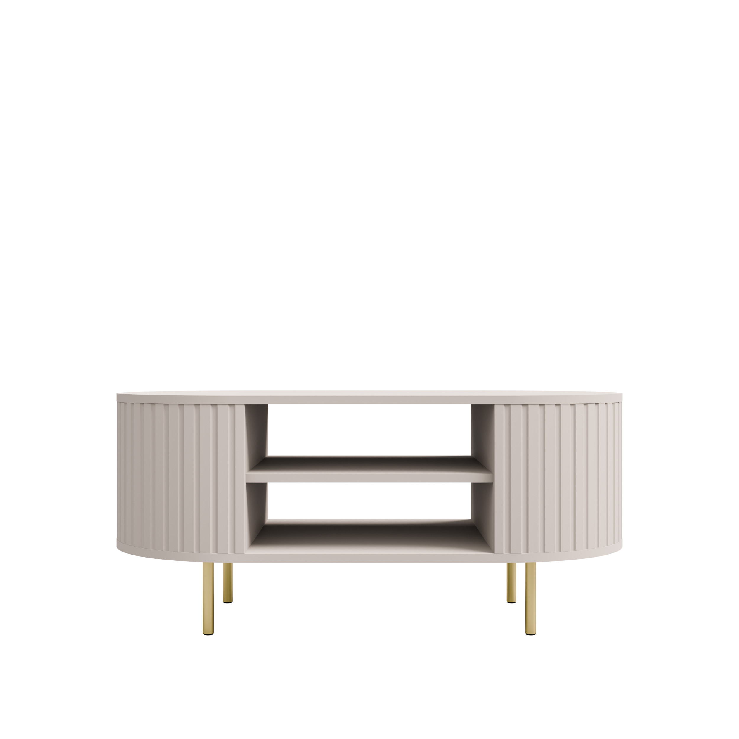 Ovaler Couchtisch mit gerillten Seiten Flana 200 Beige