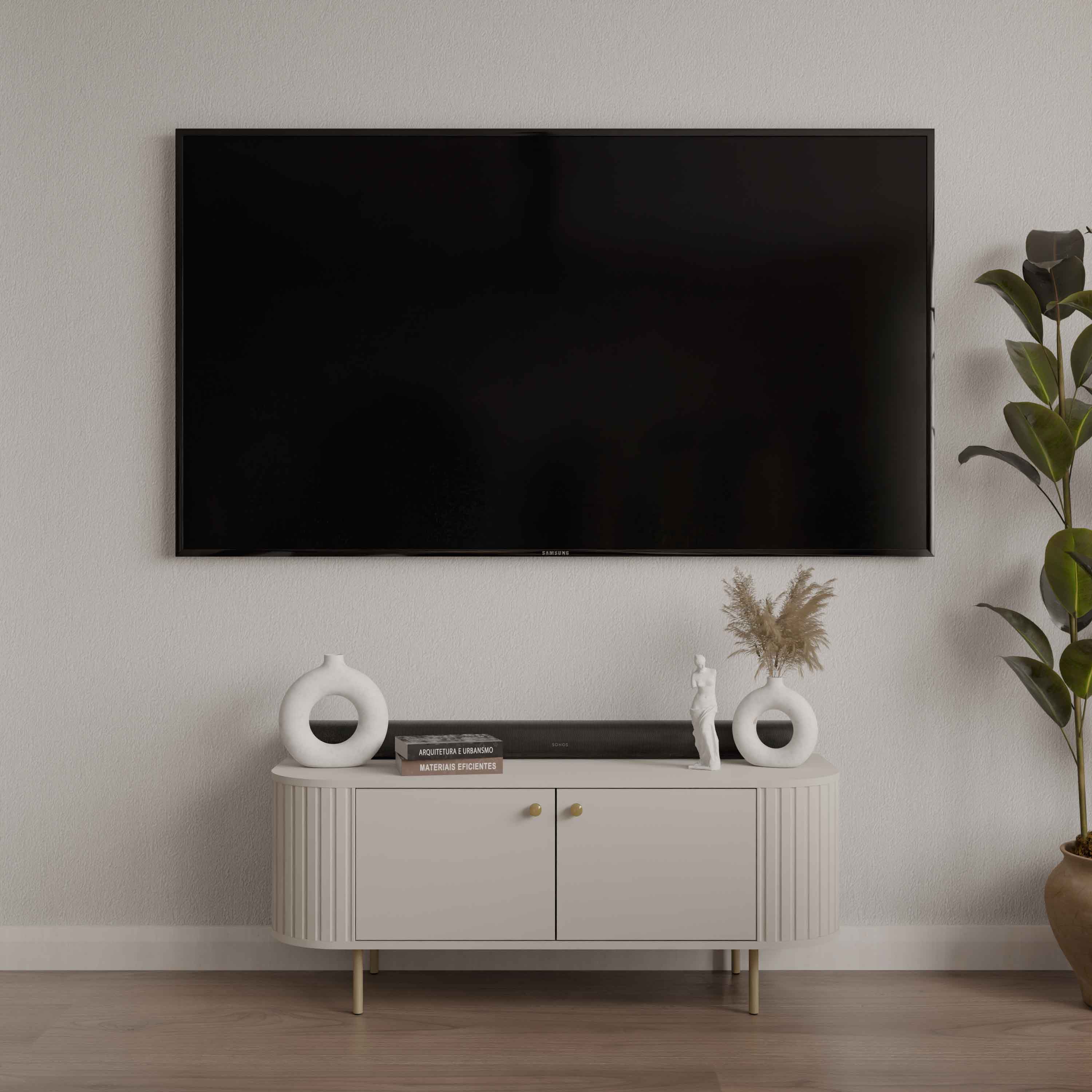 TV-Schrank fürs Wohnzimmer mit zwei Türen und Rillen Flana 302 2F Beige