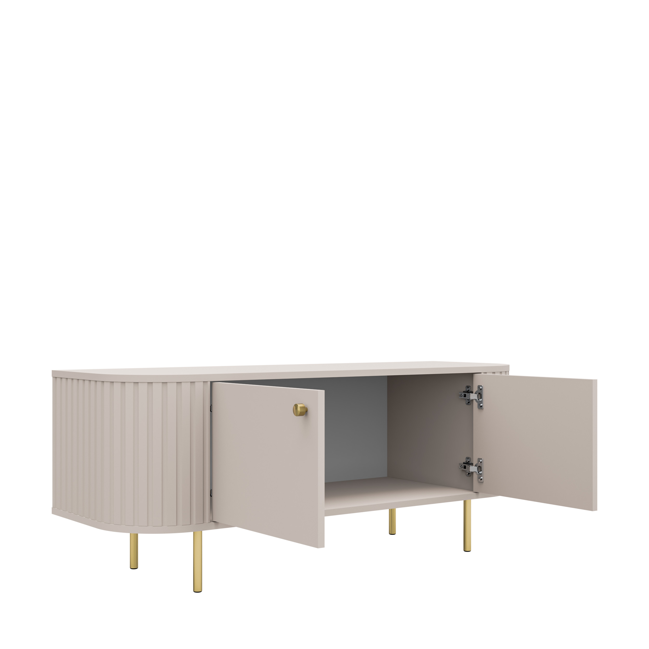 TV-Schrank fürs Wohnzimmer mit zwei Türen und Rillen Flana 302 2F Beige