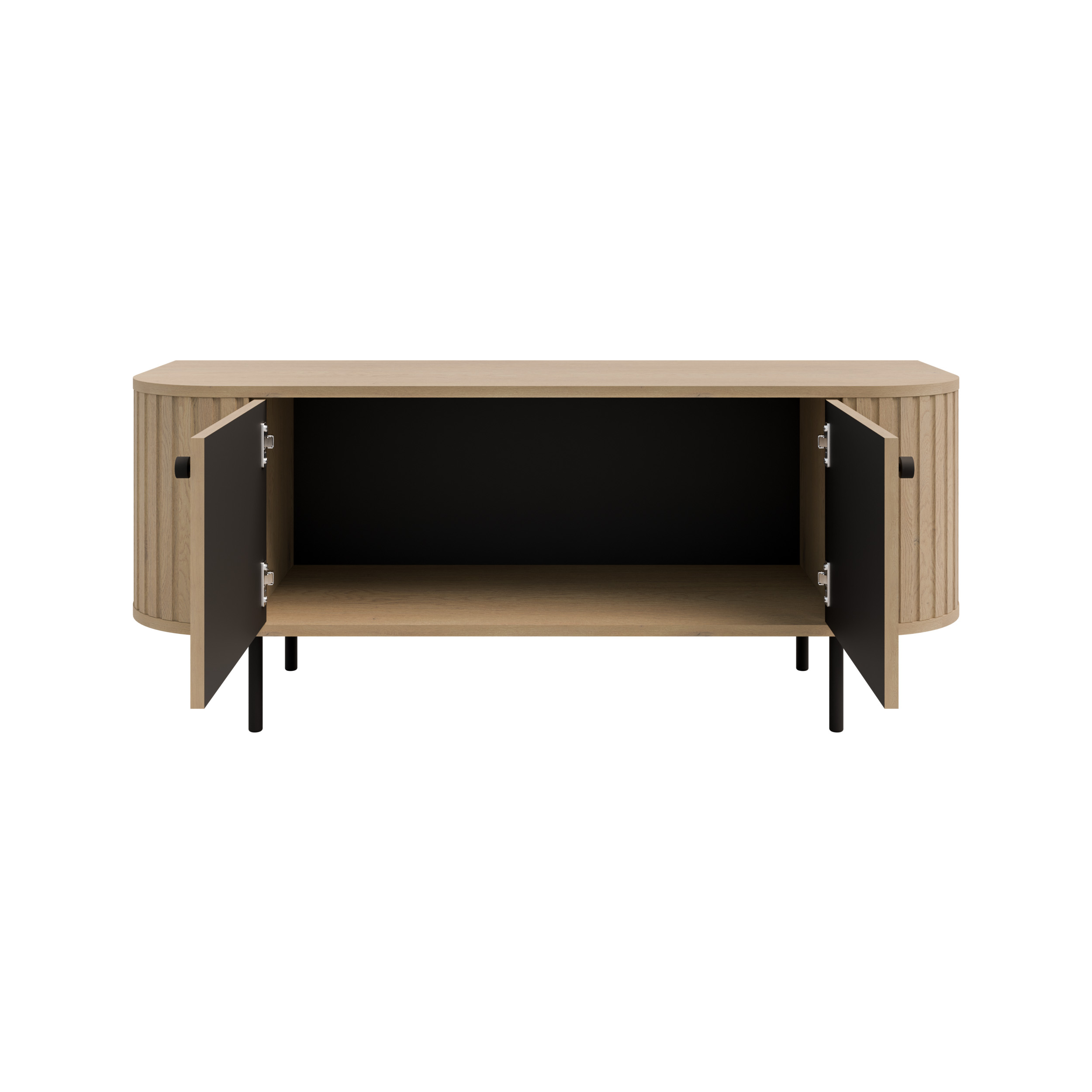 TV-Lowboard mit zwei Türen und Rillenoptik Flana 302 2F Eiche Cremona