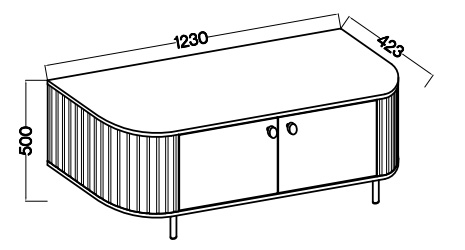 TV-Lowboard mit zwei Türen und Rillenoptik Flana 302 2F Eiche Cremona