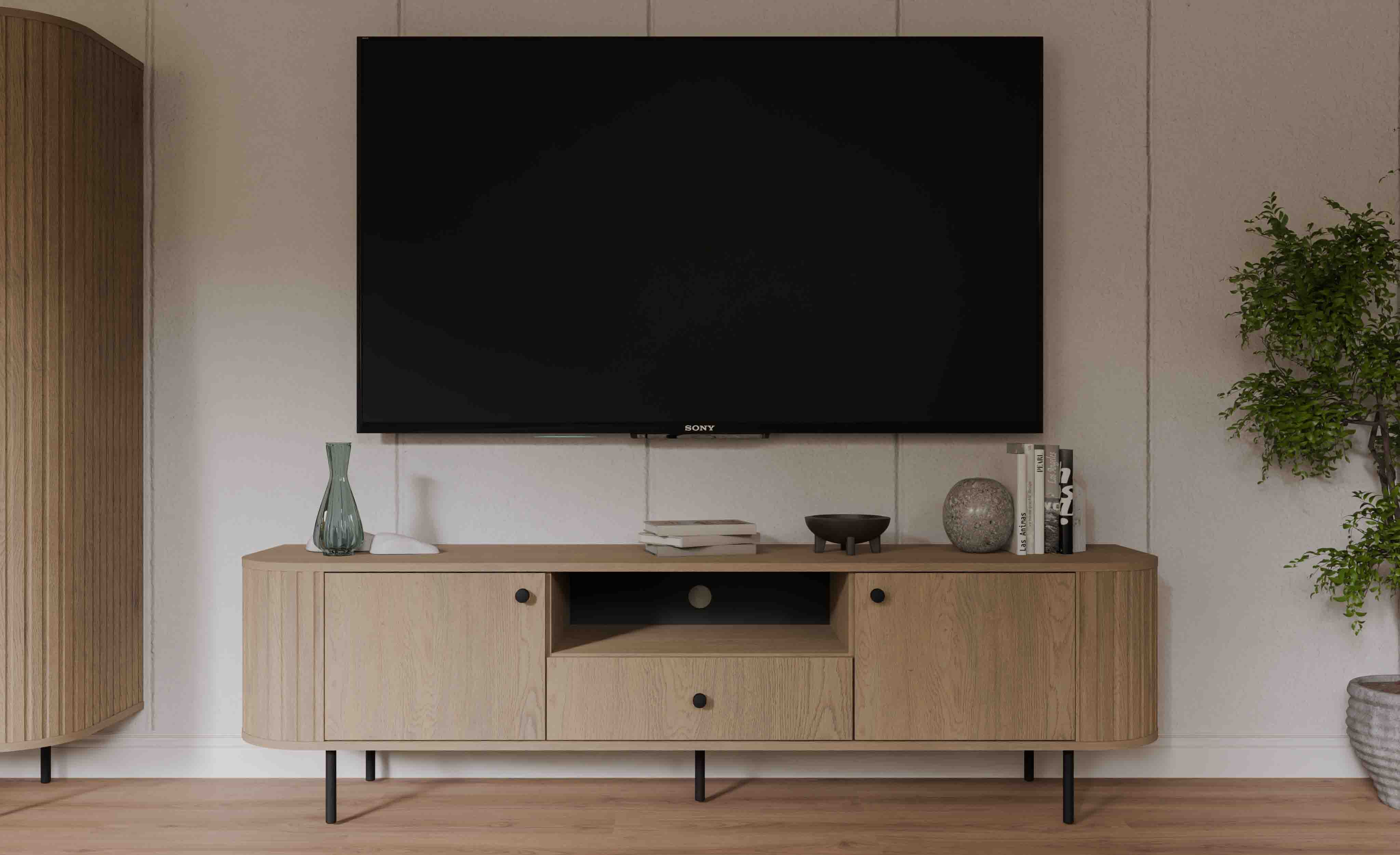 TV-Lowboard mit zwei Türen und Schublade Flana 321 2F1S Eiche Cremona