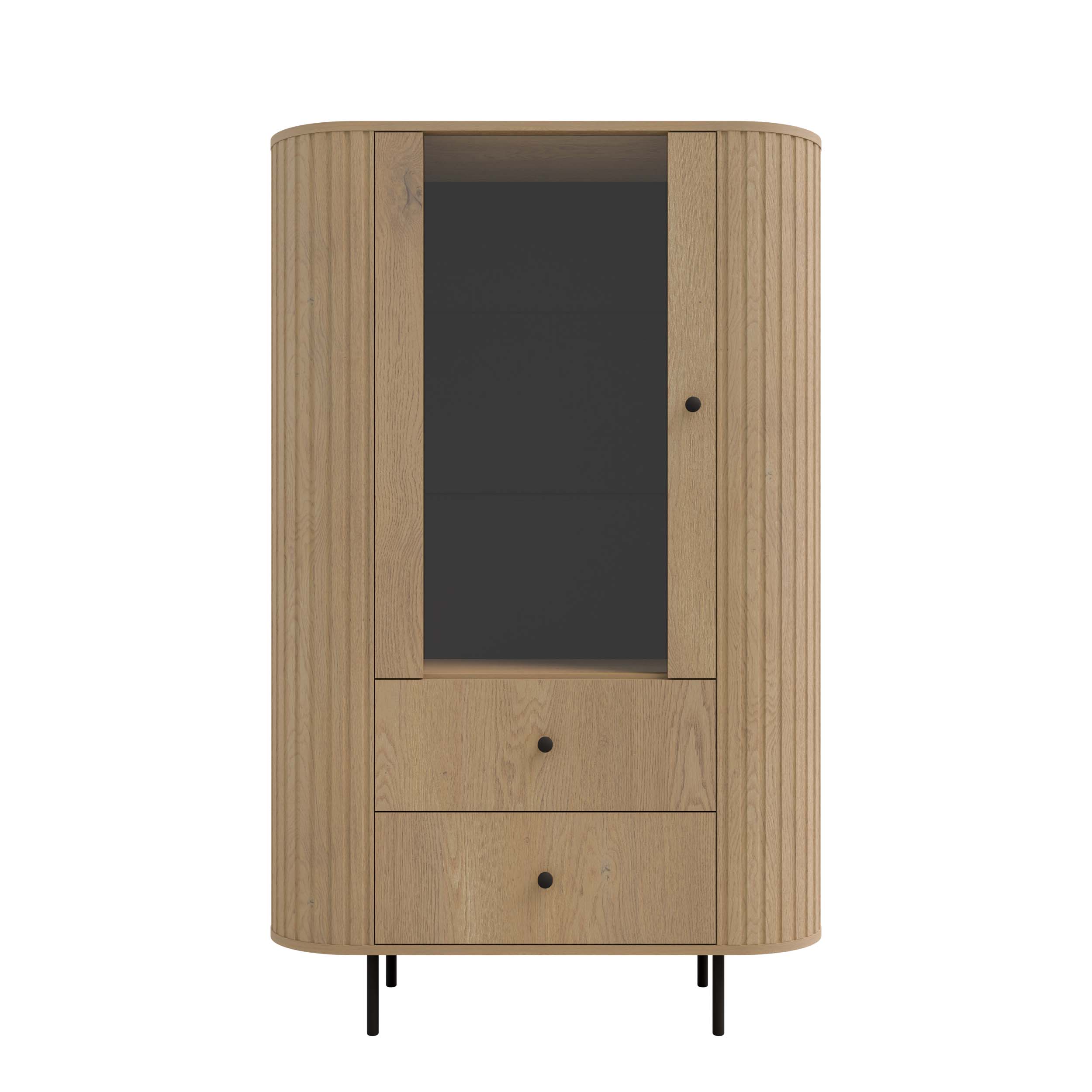 Vitrine mit Glastür und zwei Schubladen Flana 112 1F2S Eiche Cremona
