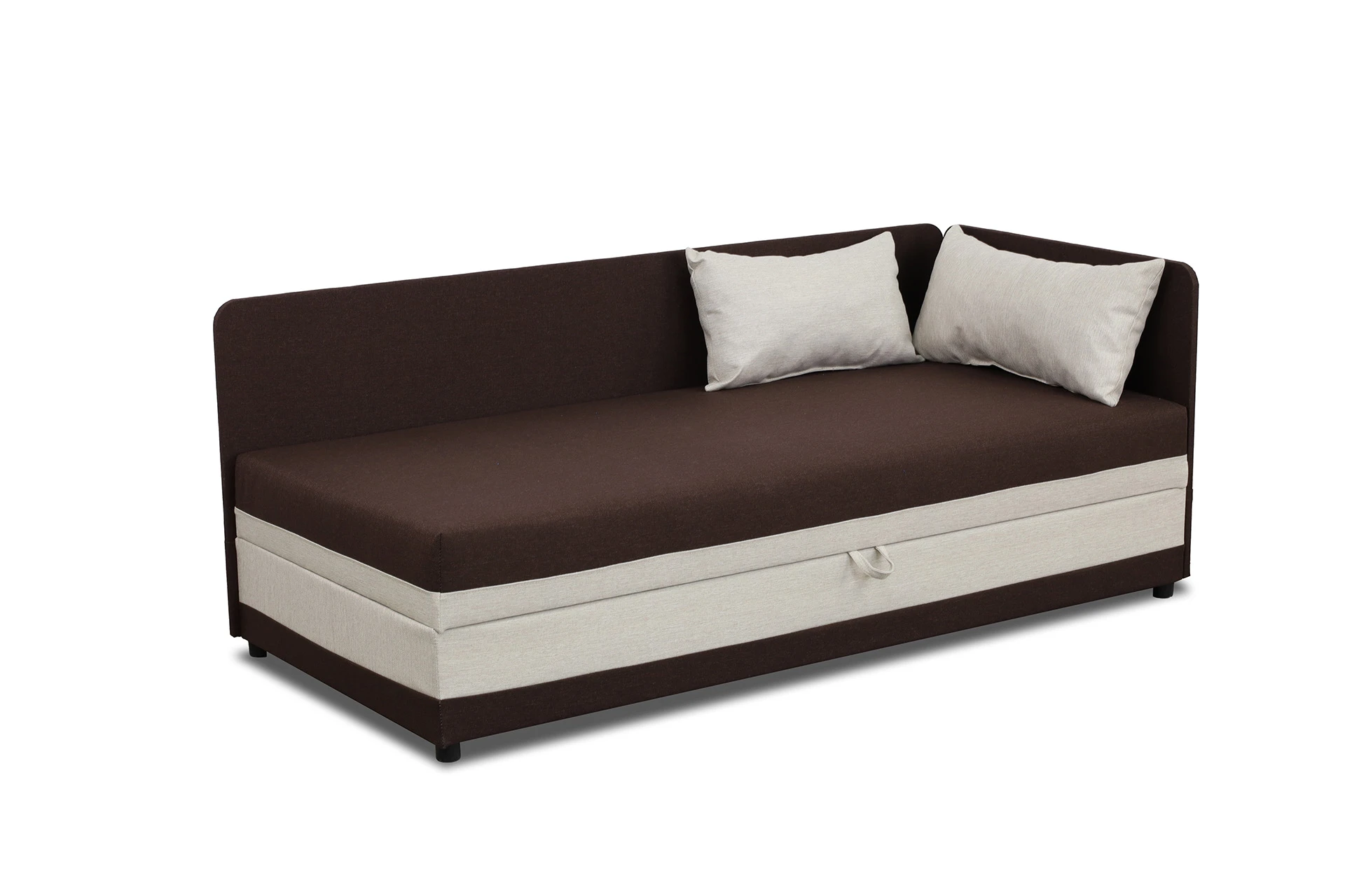 Polsterbett mit Bettkasten Hirek Eko 90x200 Braun/Ecru