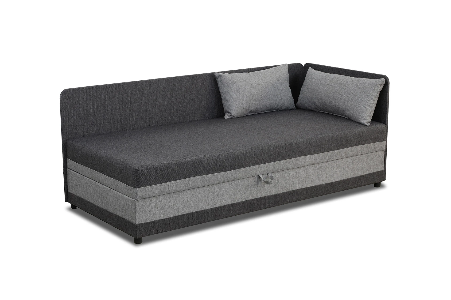 Einzelbett mit Bettkasten Hirek Eko 90x200 Graphit/Grau