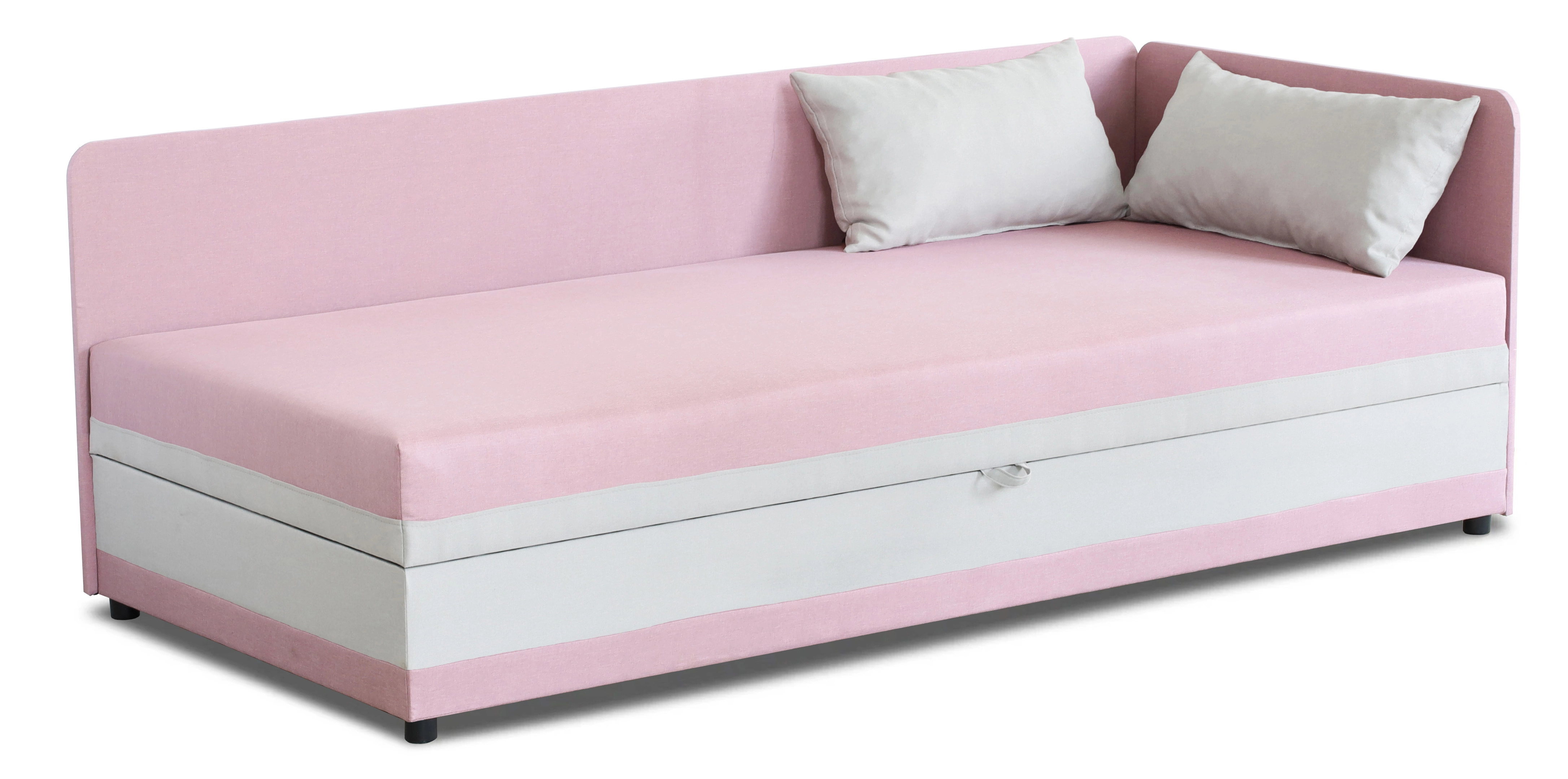 Einzelbett mit Stauraum Hirek Eko 80x180 Rosa/Grau