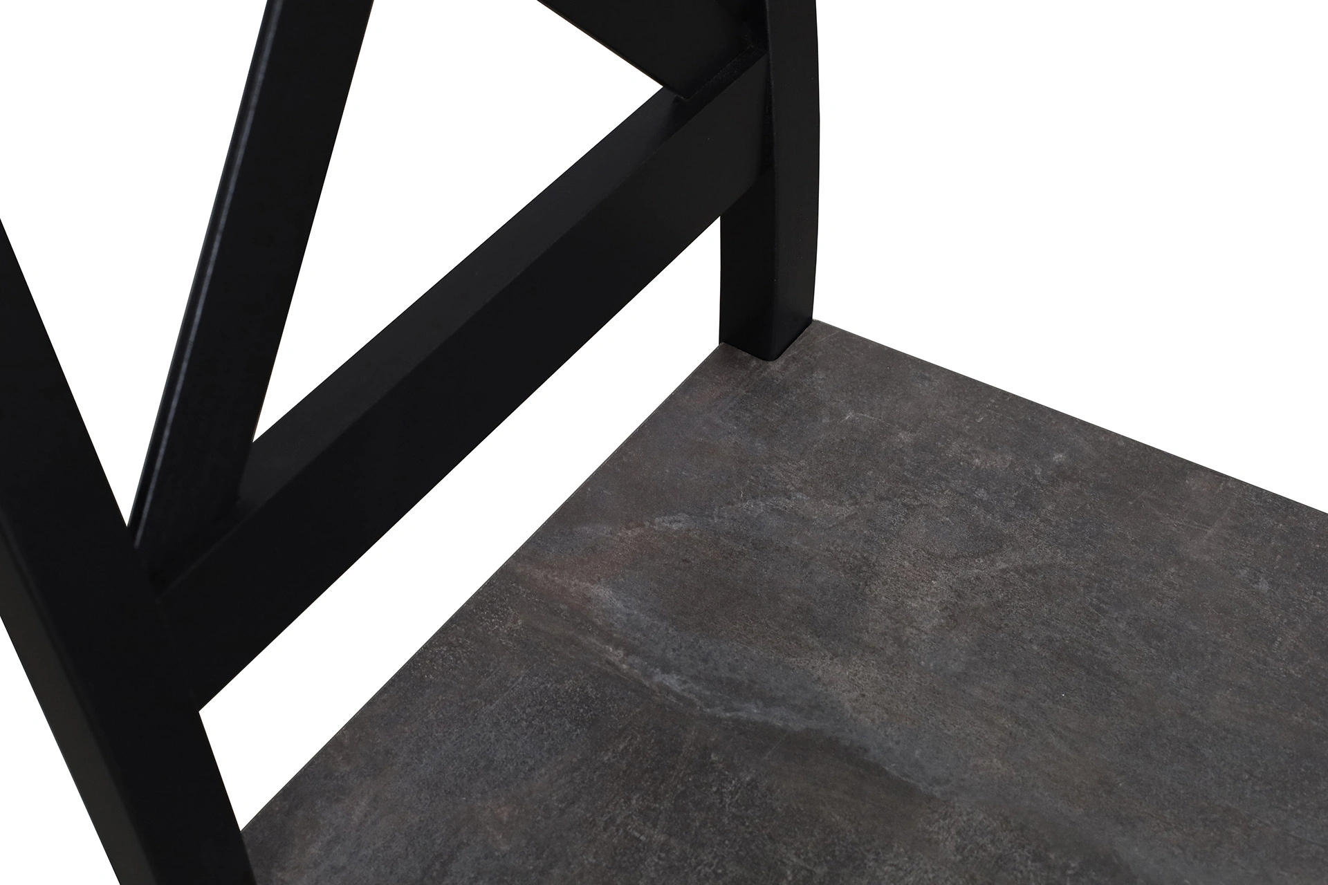 Holzstuhl Kreuzgestell Schwarz/Beton