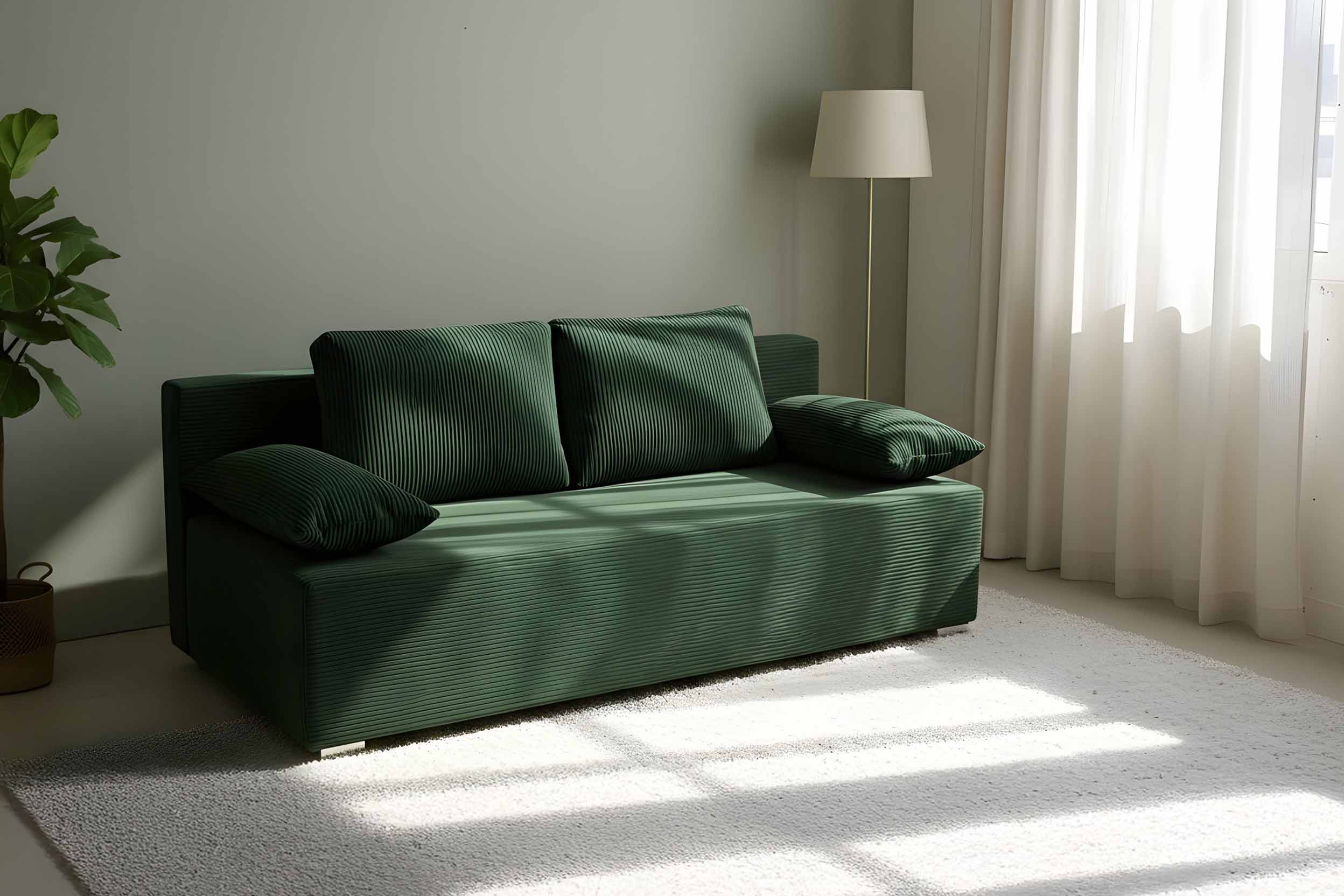 Schlafsofa mit Schlaffunktion Lunera Prima 2 Cordstoff Grün