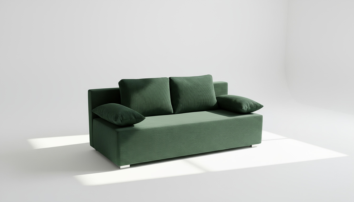 Ausziehbares Schlafsofa Lunera 2 Cordstoff grün