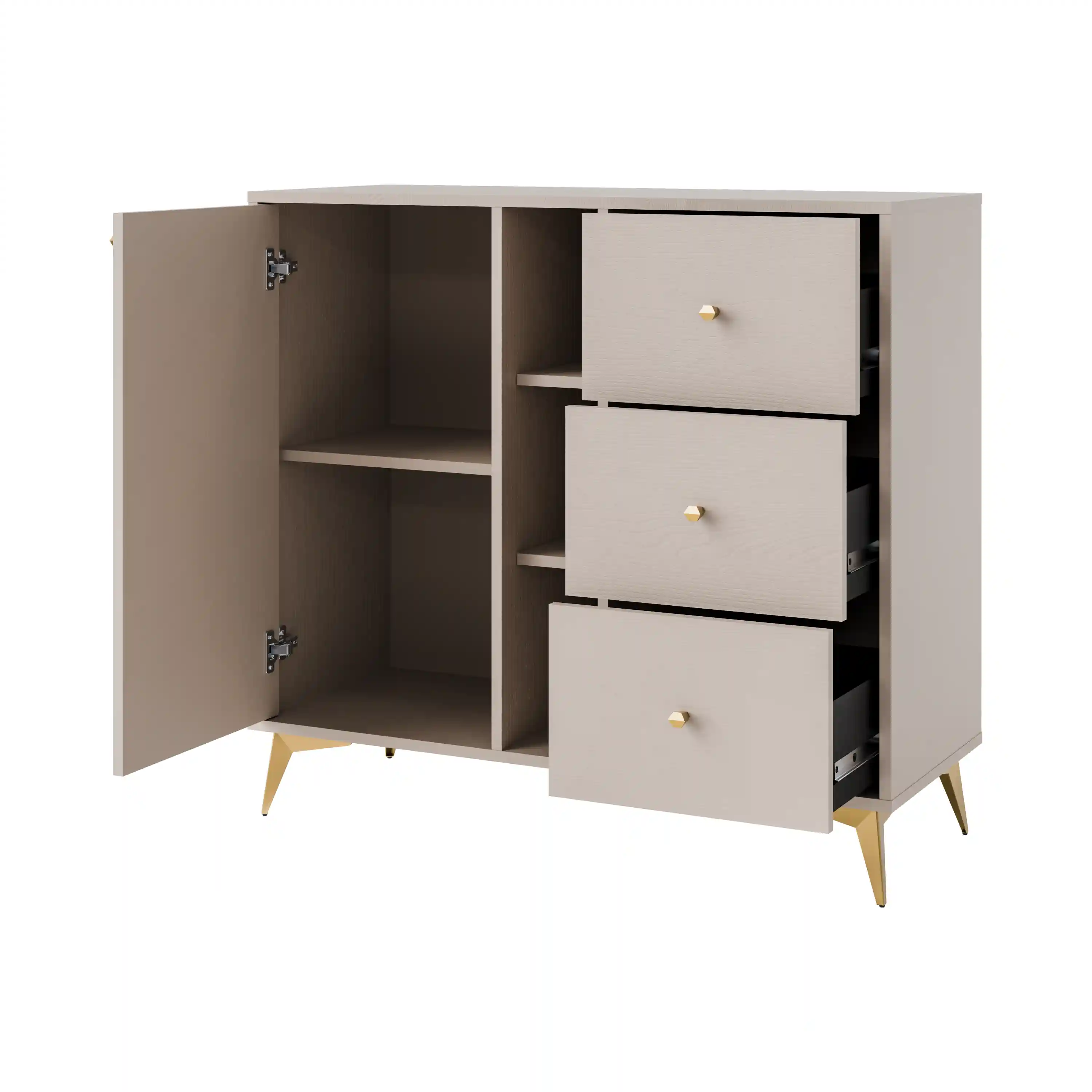 Kommode mit Schubladen für Wohnzimmer Sakai 1F 3S T824 Beige
