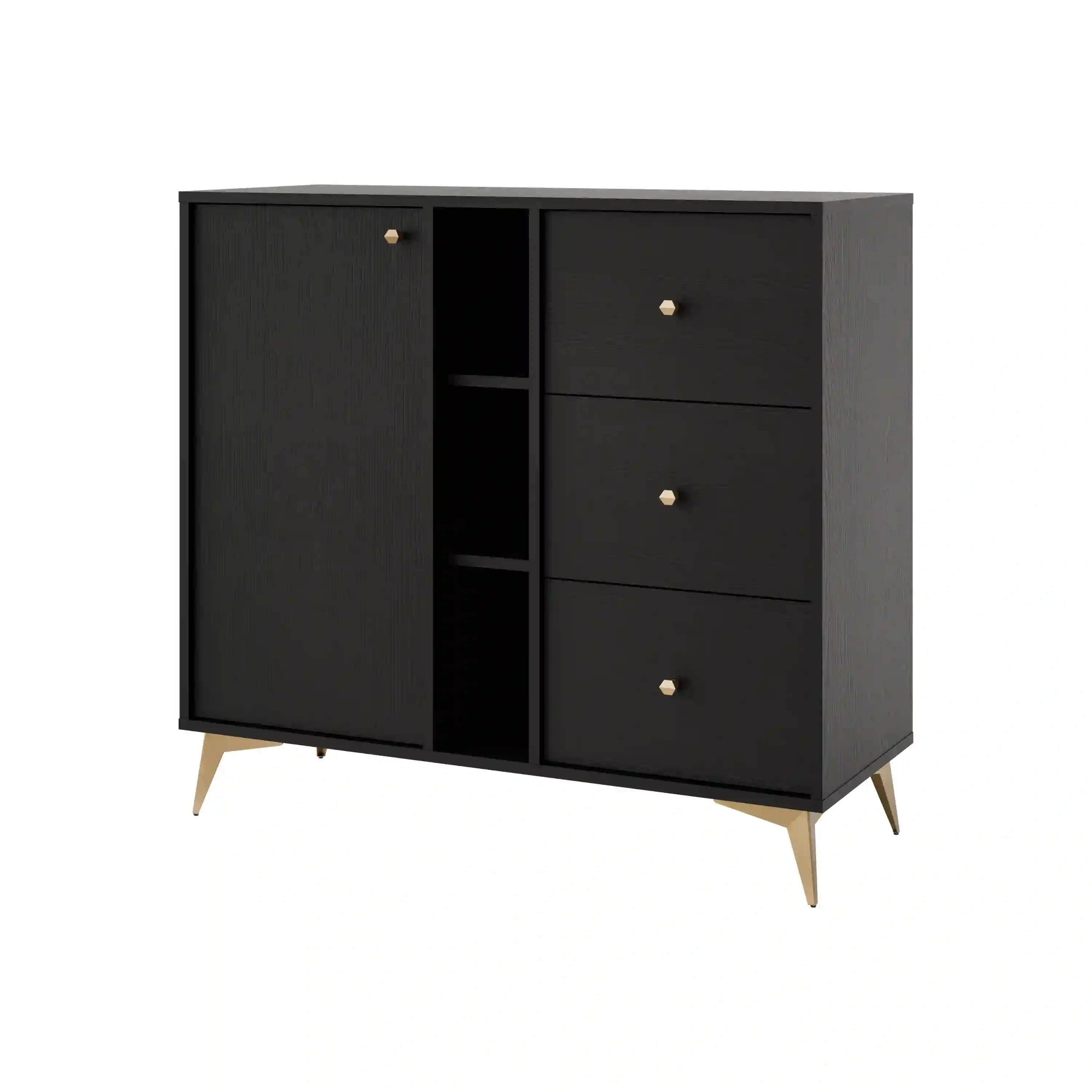 Kommode Sakai 1F 3S T824 Schwarz