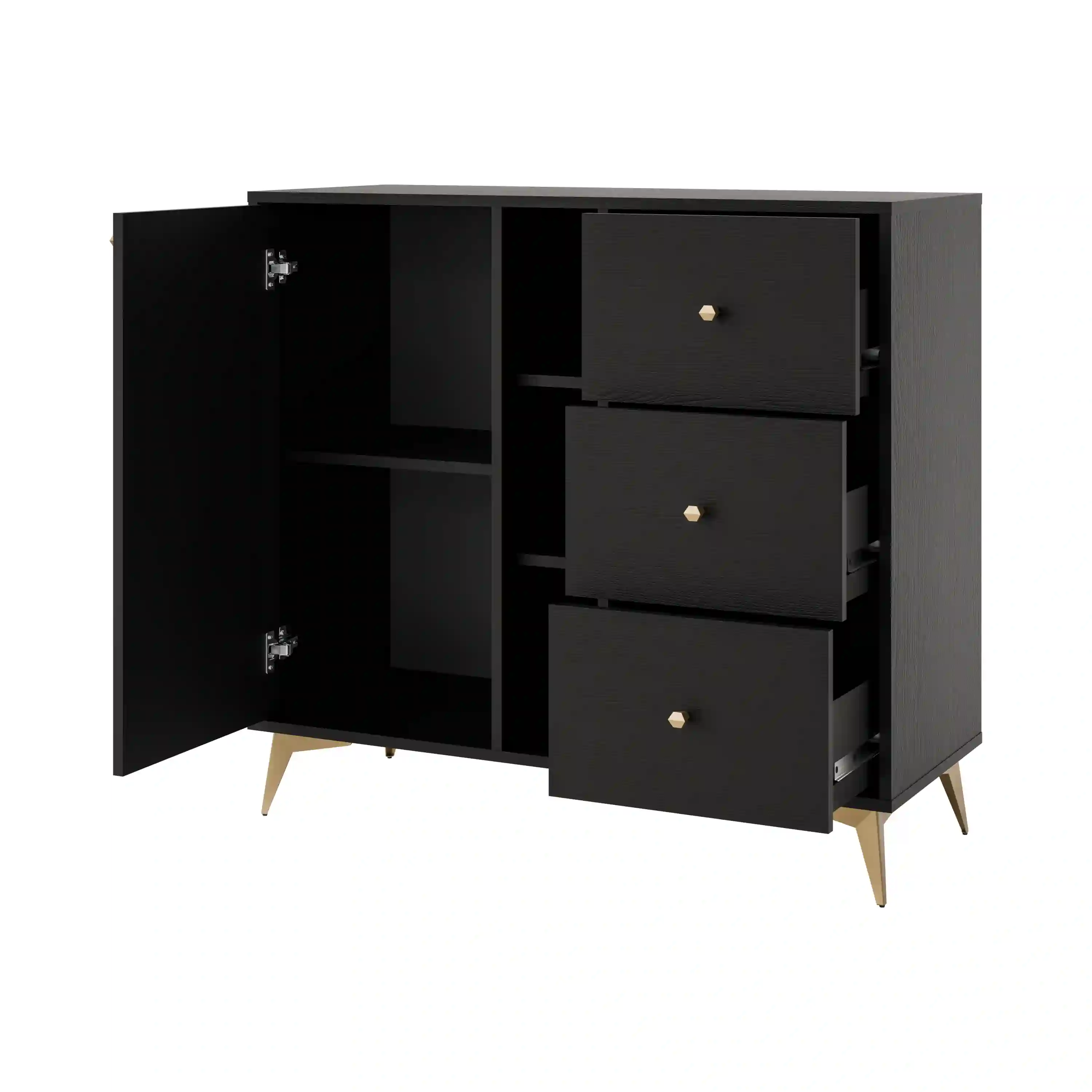 Kommode Sakai 1F 3S T824 Schwarz